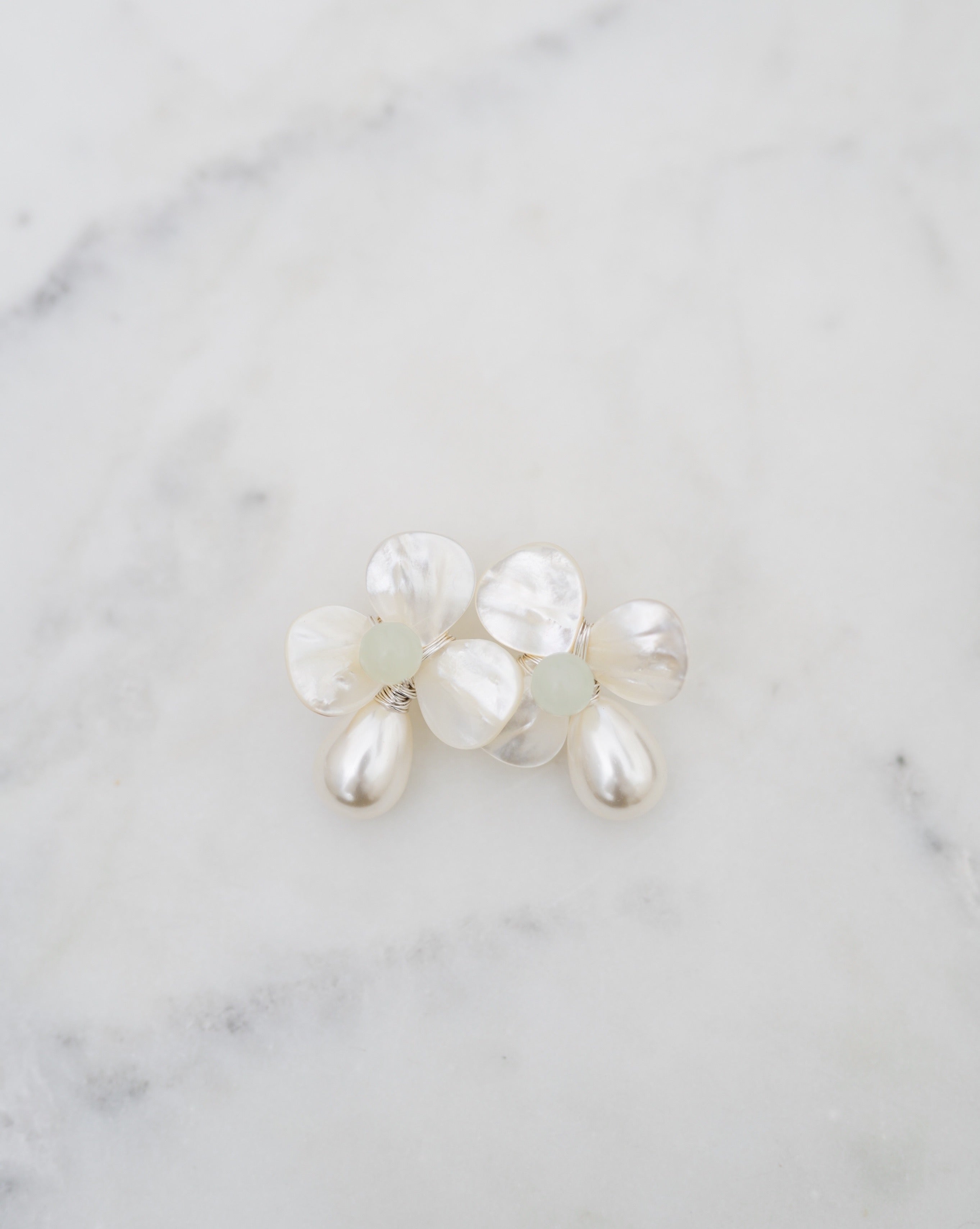 The Matilda Floral Earrings in Sage with Silver Wiring