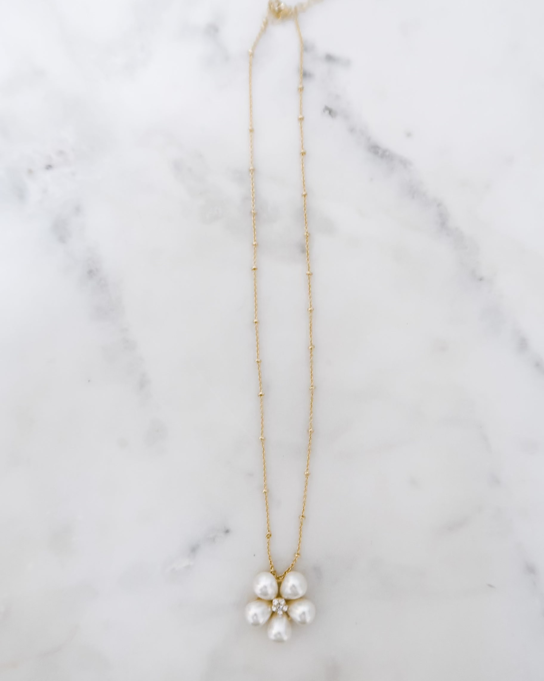 The Camellia Pearl and Crystal Flower Necklace