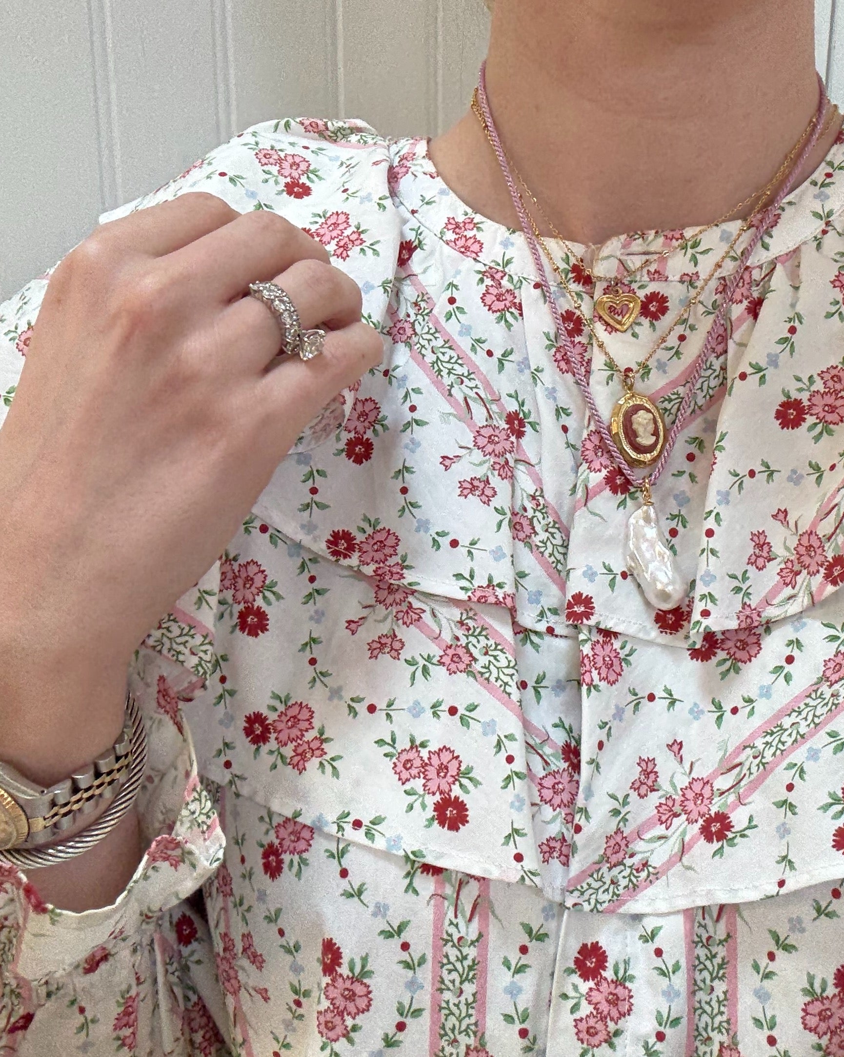 Mauve/Silver Cord Necklace