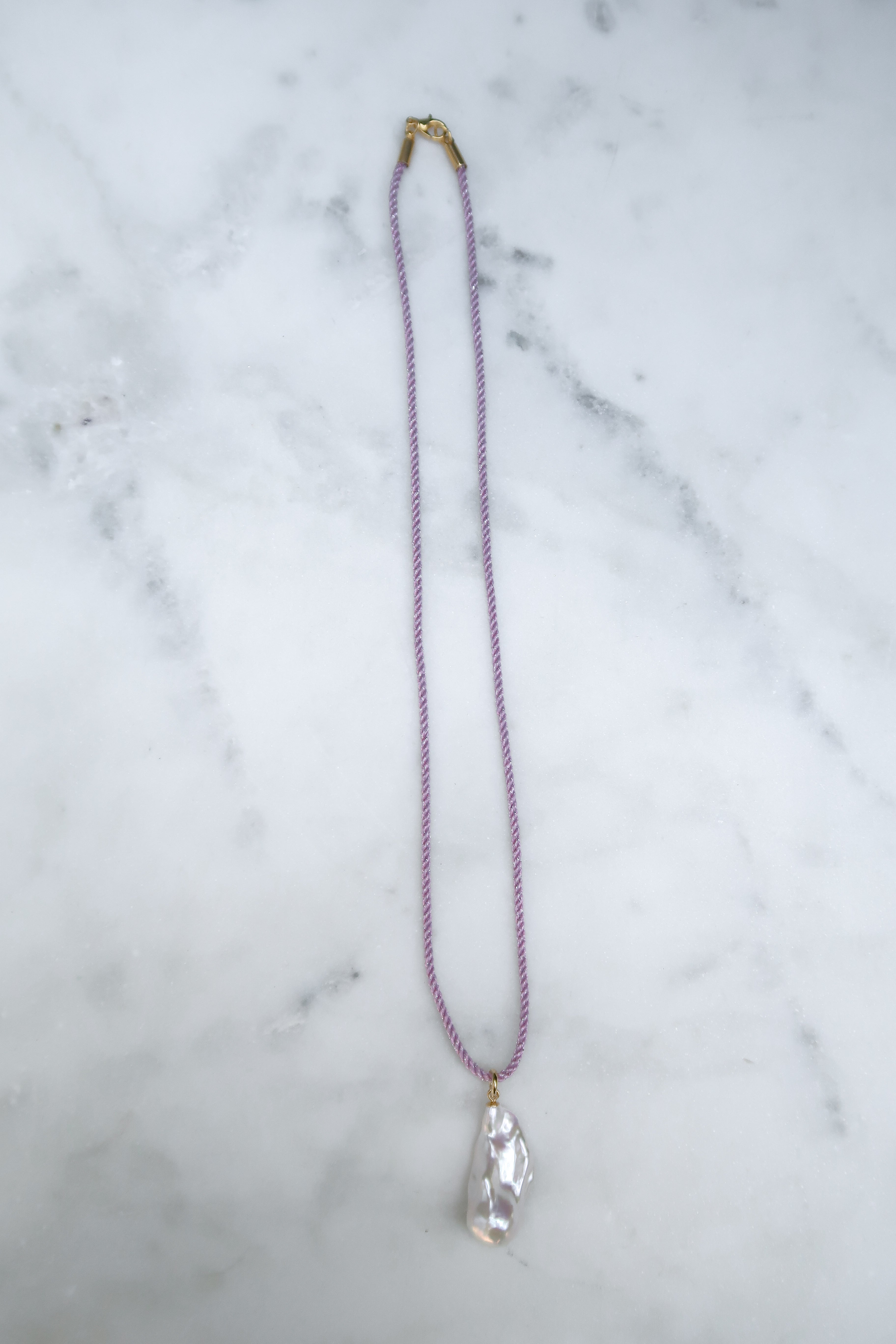 Mauve/Silver Cord Necklace
