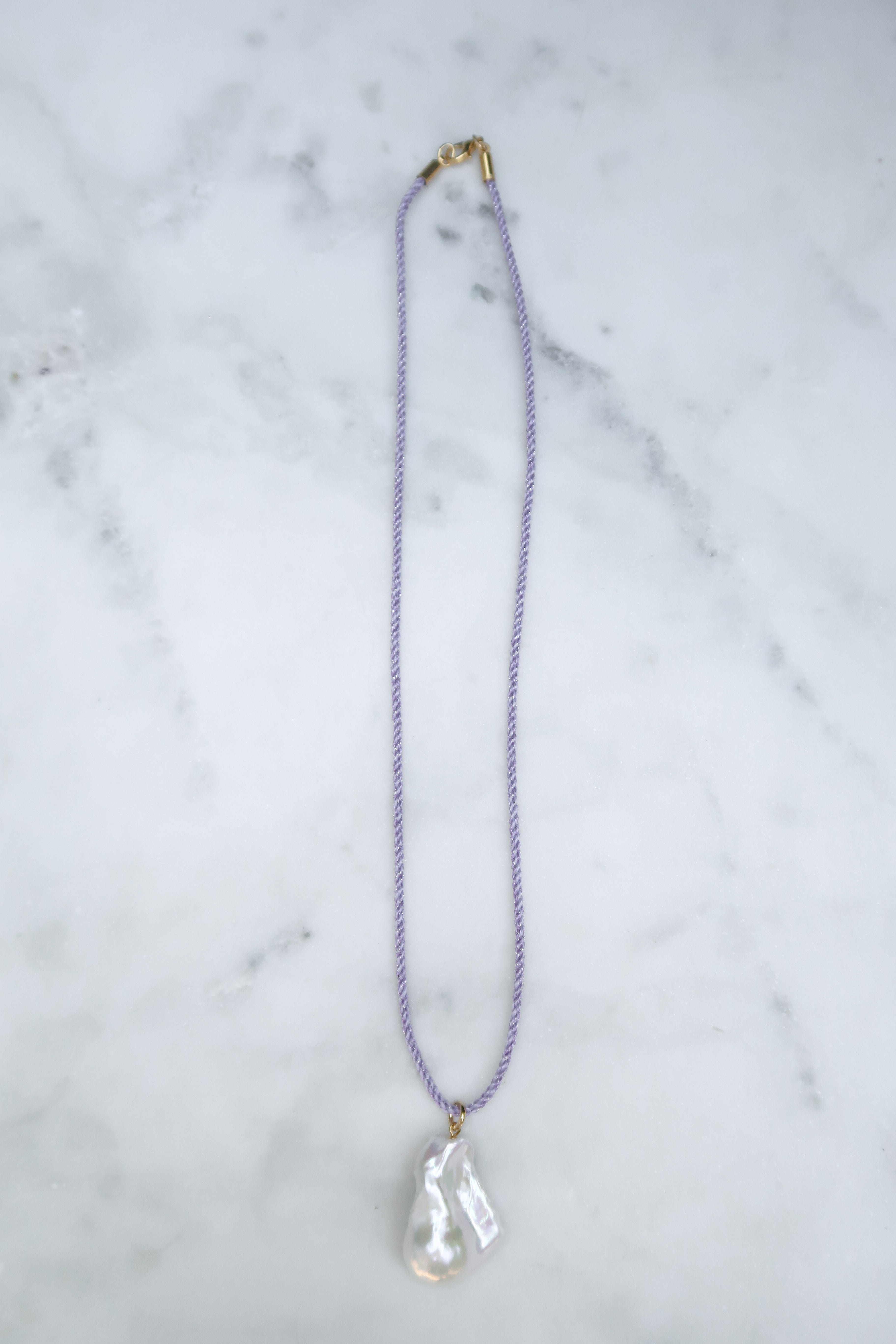 Lavender/Silver Cord Necklace