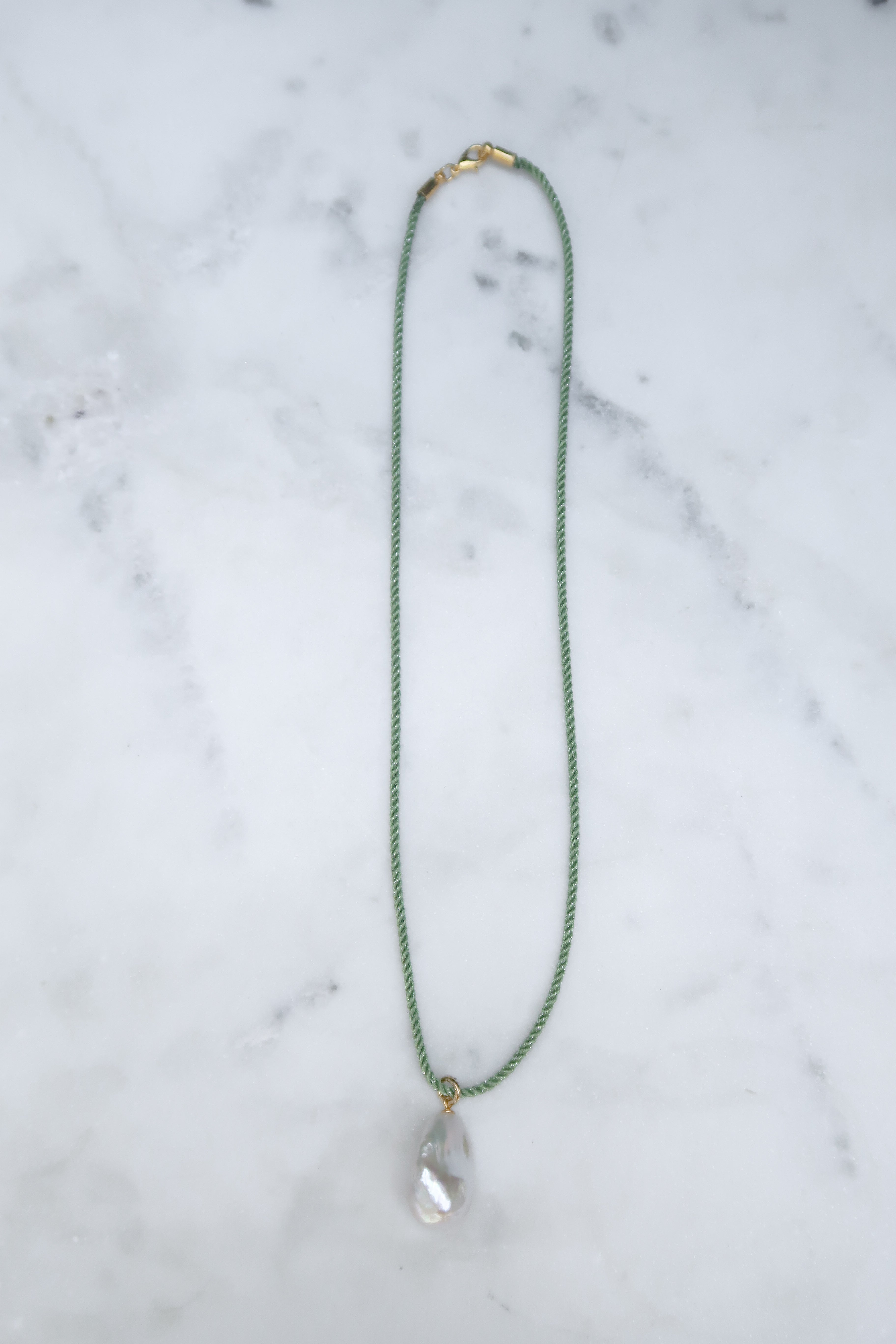 Spring Green/Gold Cord Necklace
