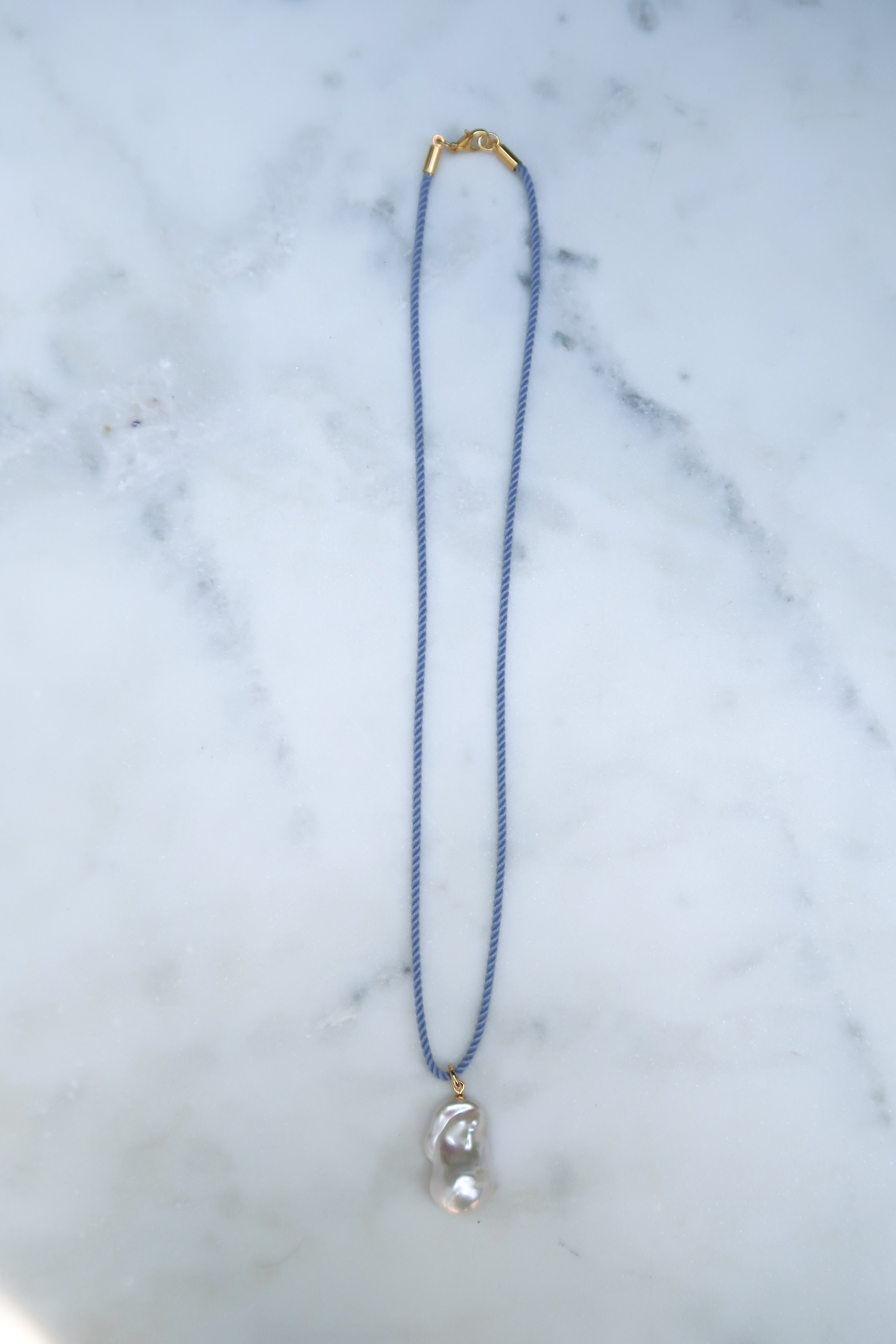 Gray Blue Cord Necklace