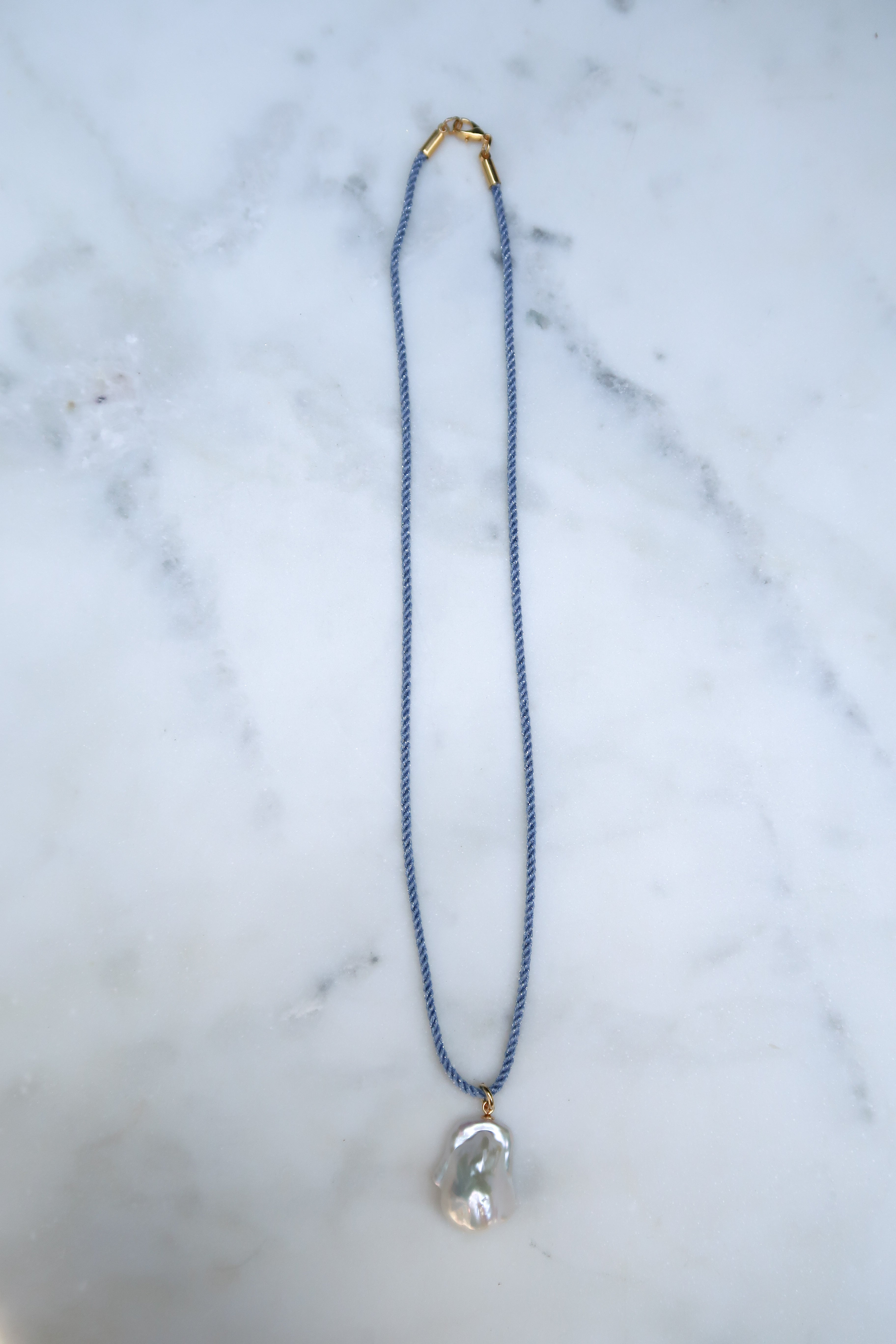 Gray Blue/Silver Cord Necklace