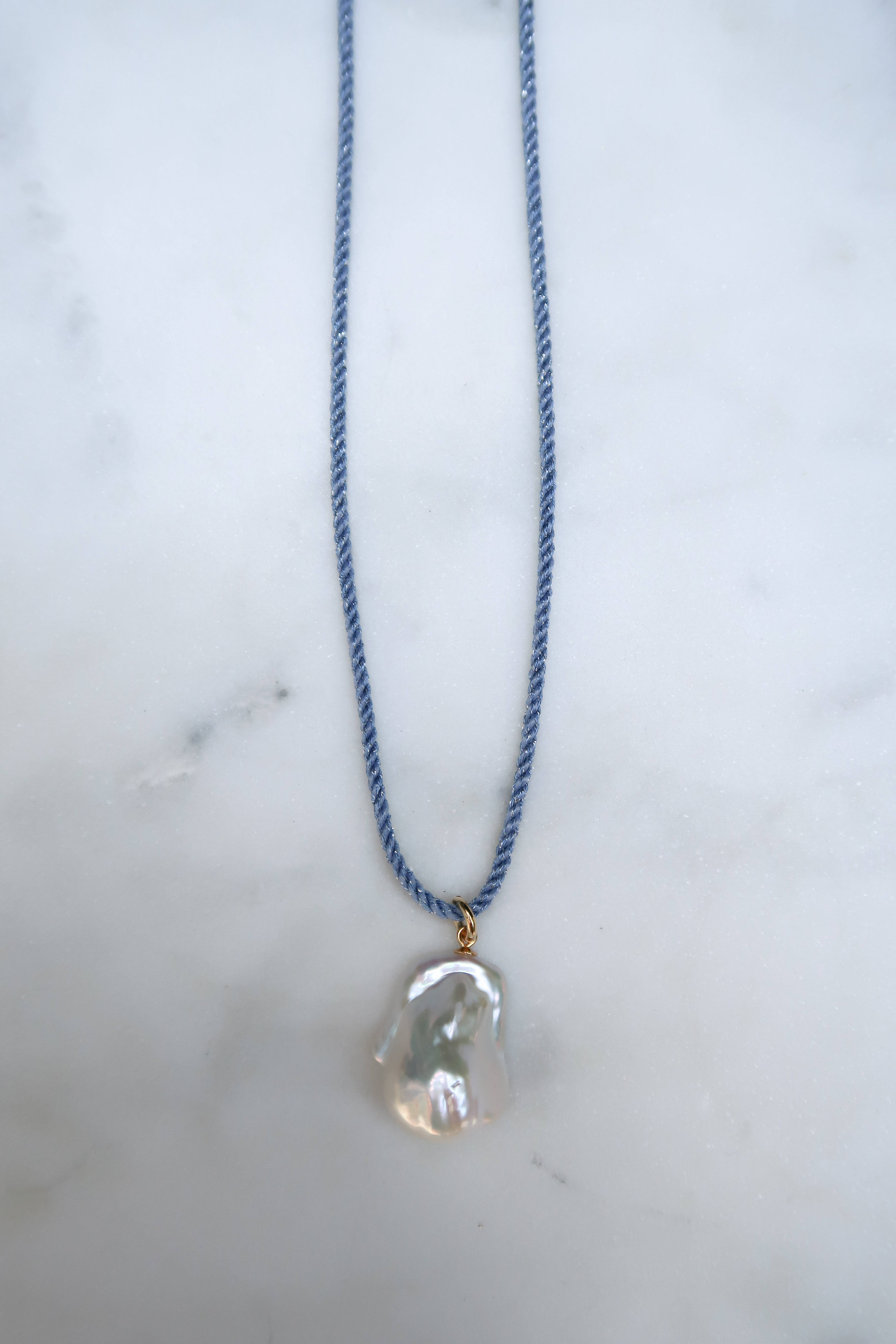 Gray Blue/Silver Cord Necklace