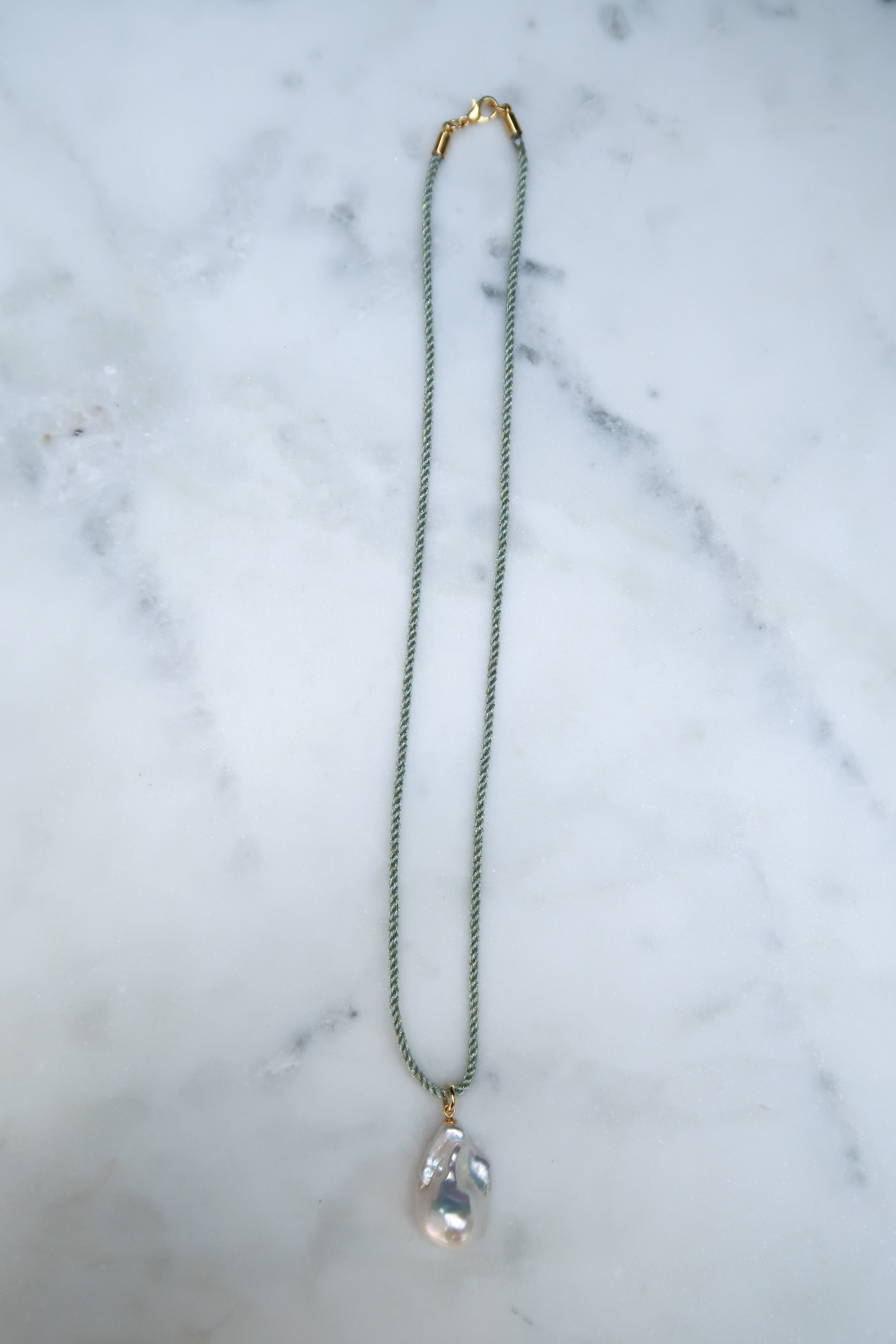 Sage/Gold Cord Necklace