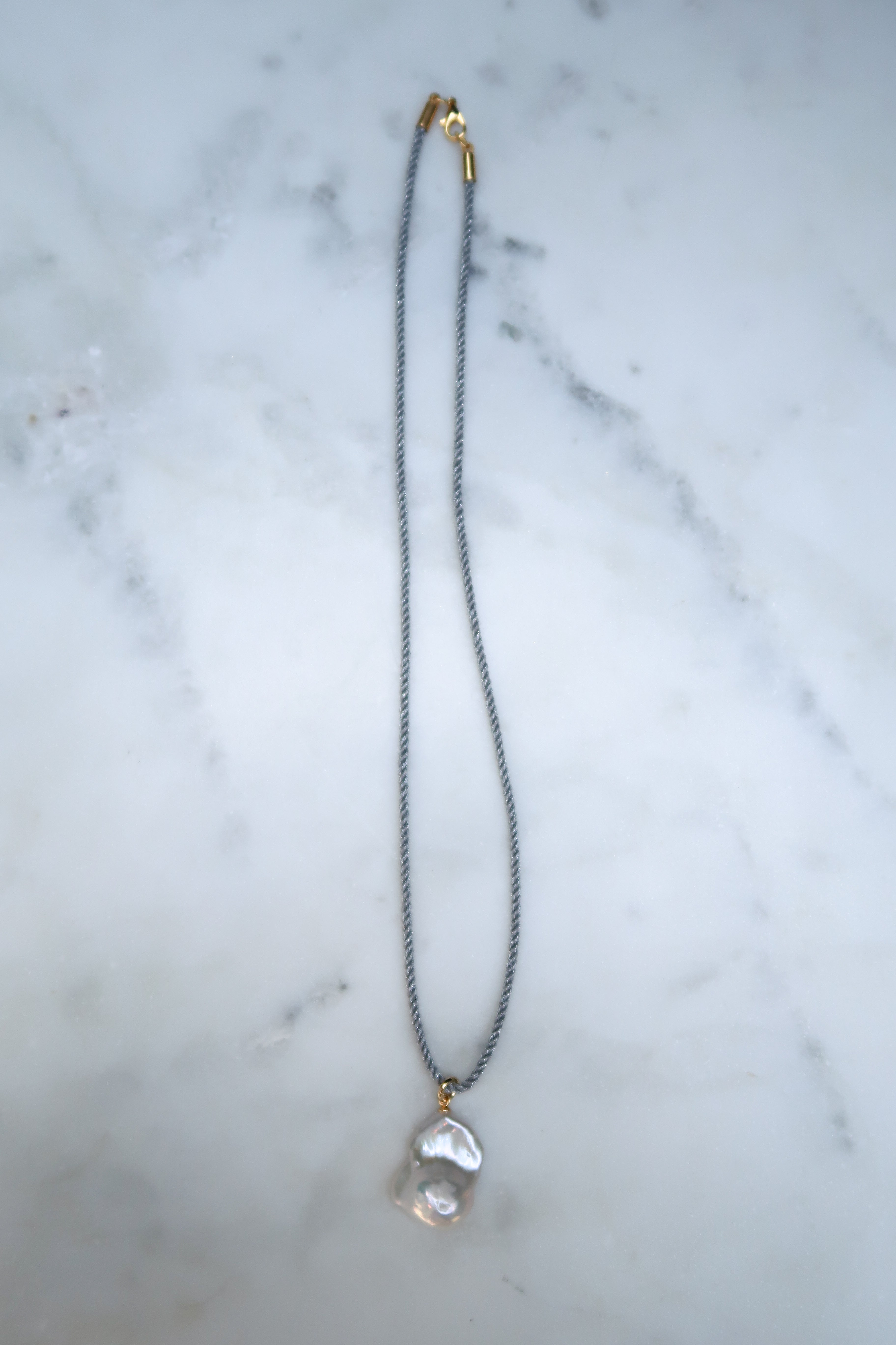 Gray/Silver Cord Necklace