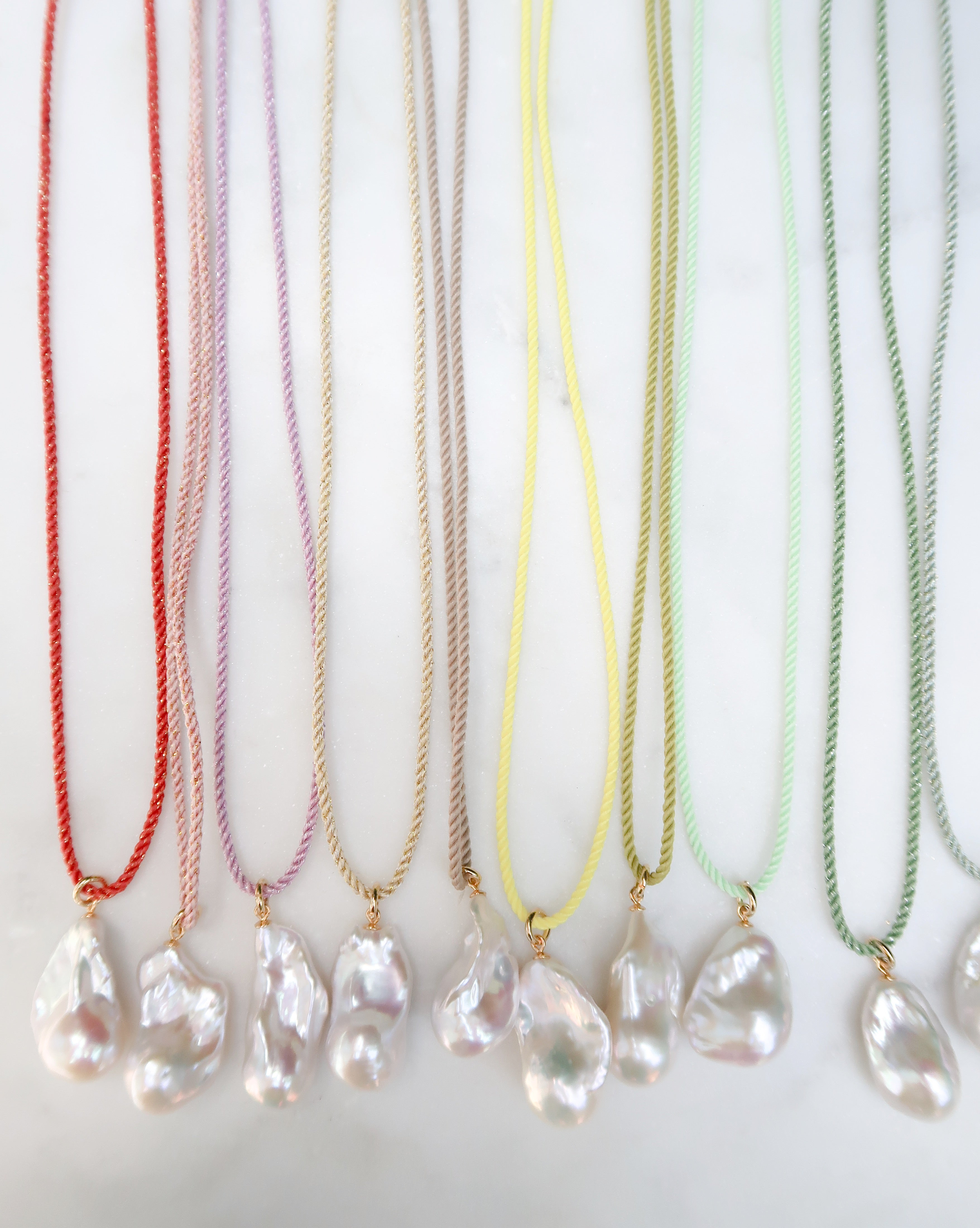Spring Green/Gold Cord Necklace
