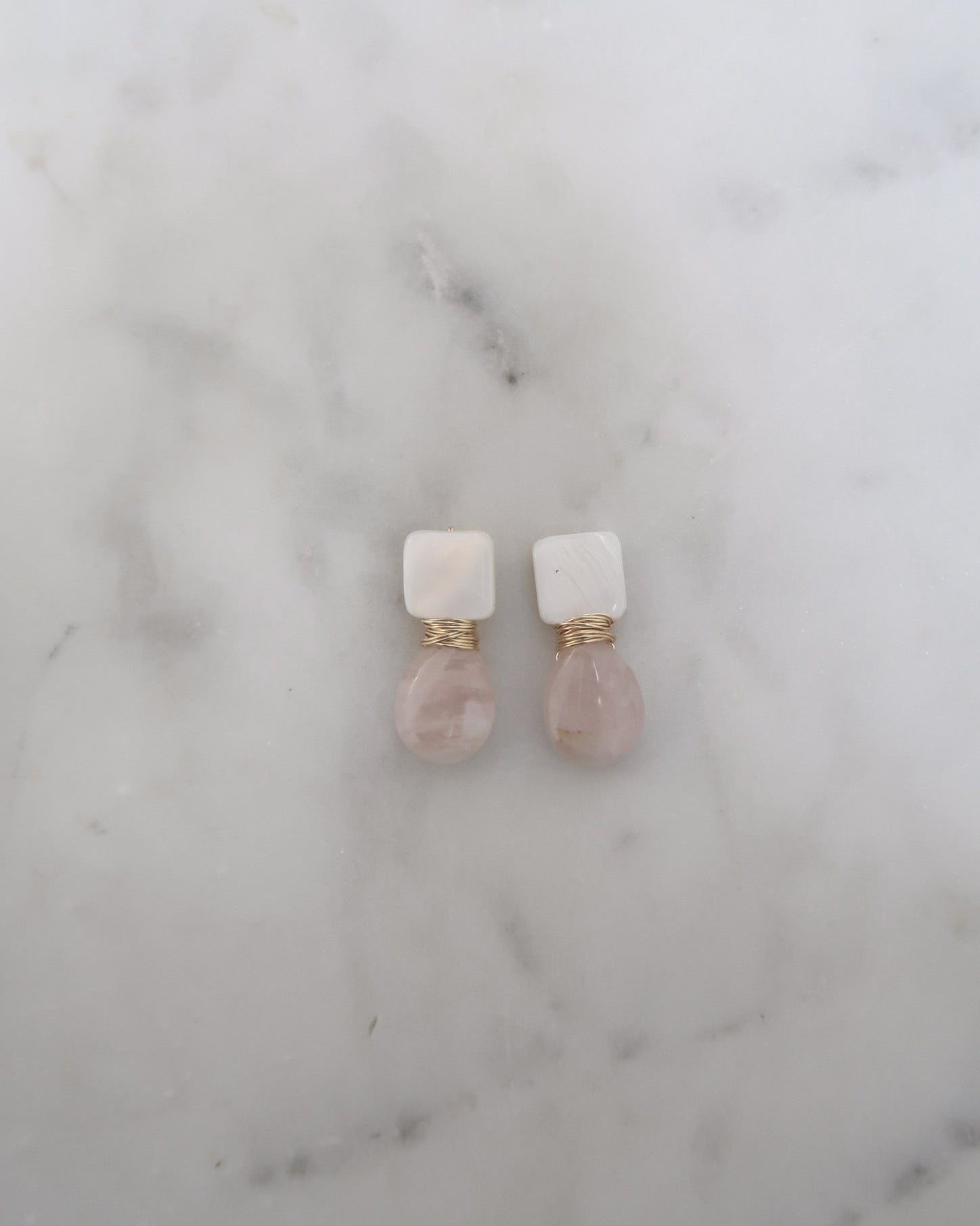 Mother of Pearl & Rose Quartz Drops