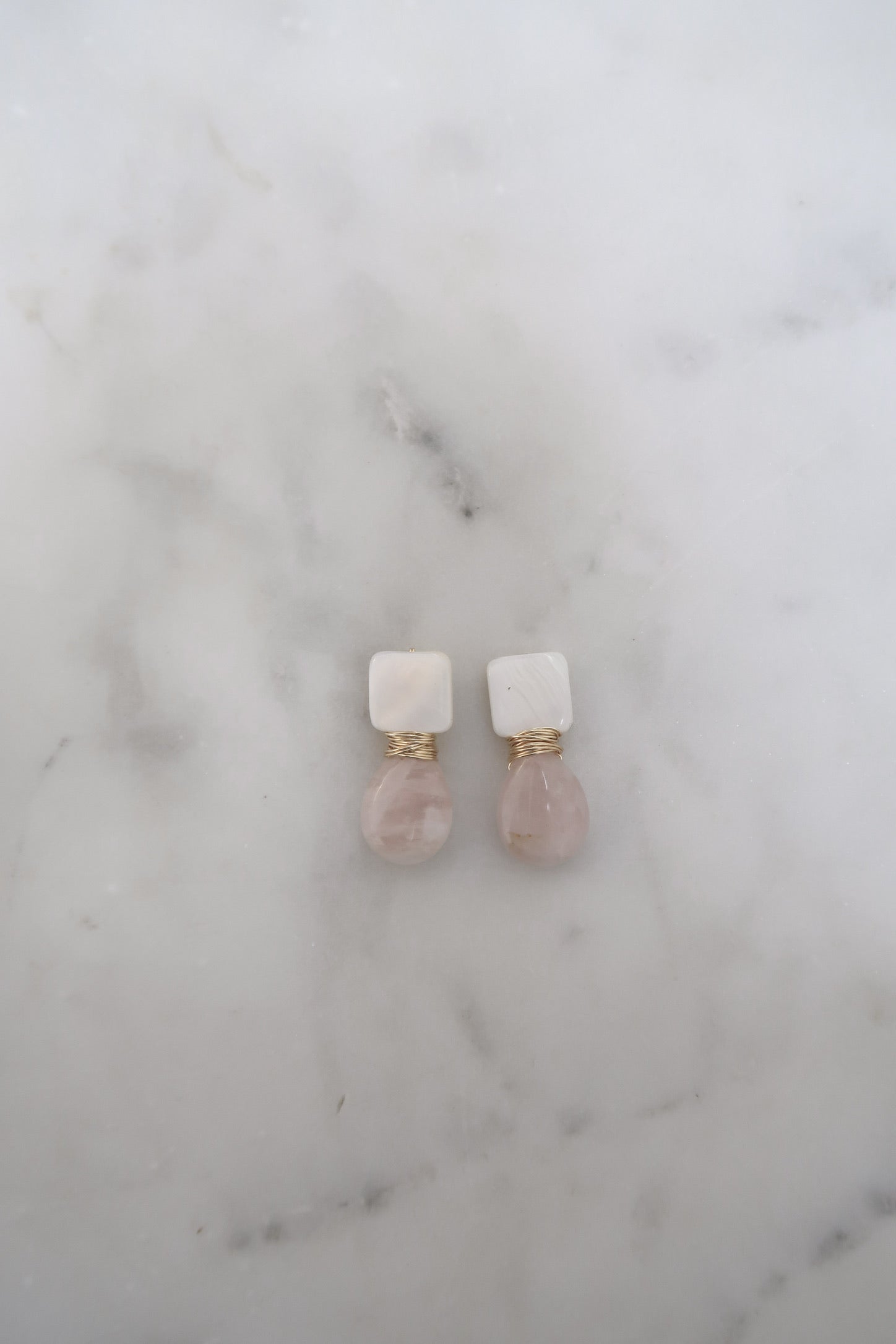 Mother of Pearl & Rose Quartz Drops