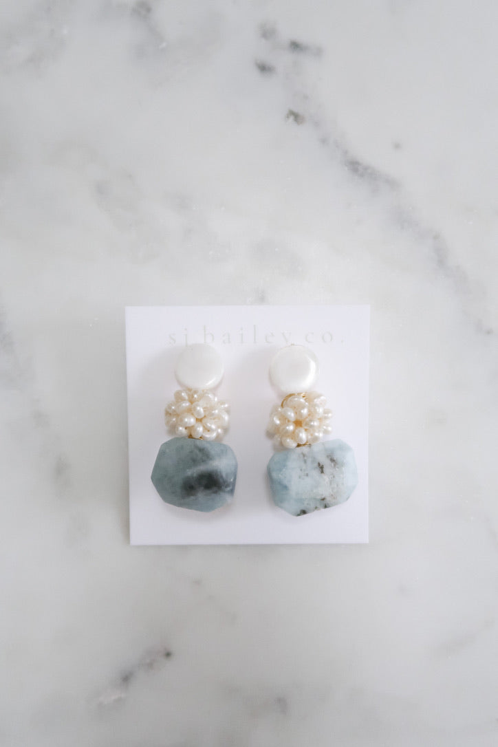Mother of Pearl, Pearl Cluster & Aquamarine