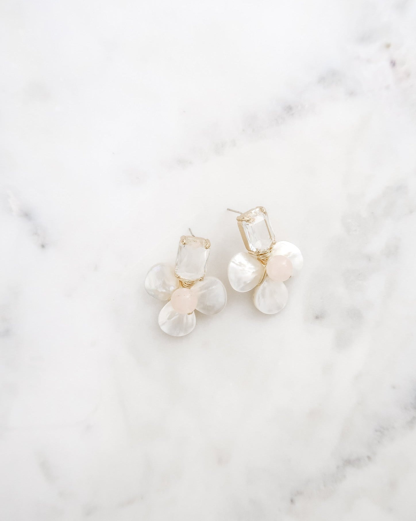 The Madeleine Crystal Earrings in Pink