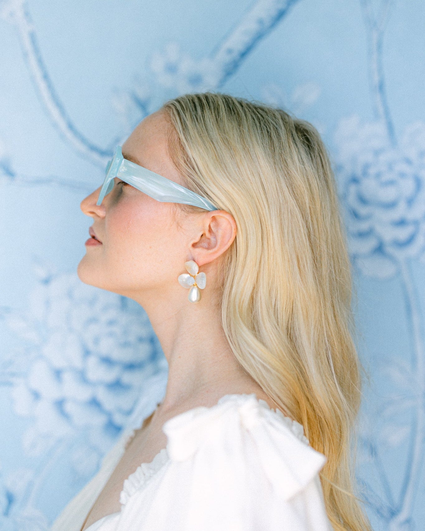 The Matilda Floral Earrings in Aquamarine