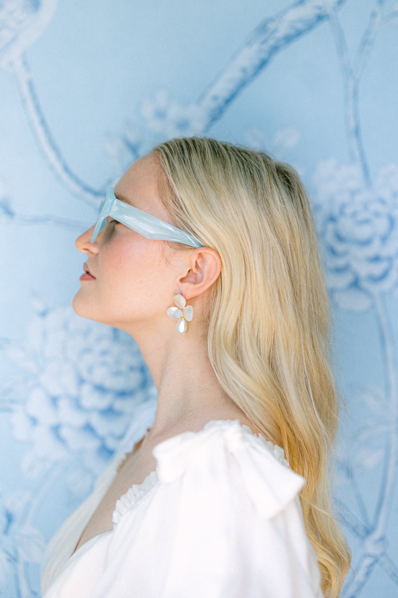 The Matilda Floral Earrings in Aquamarine