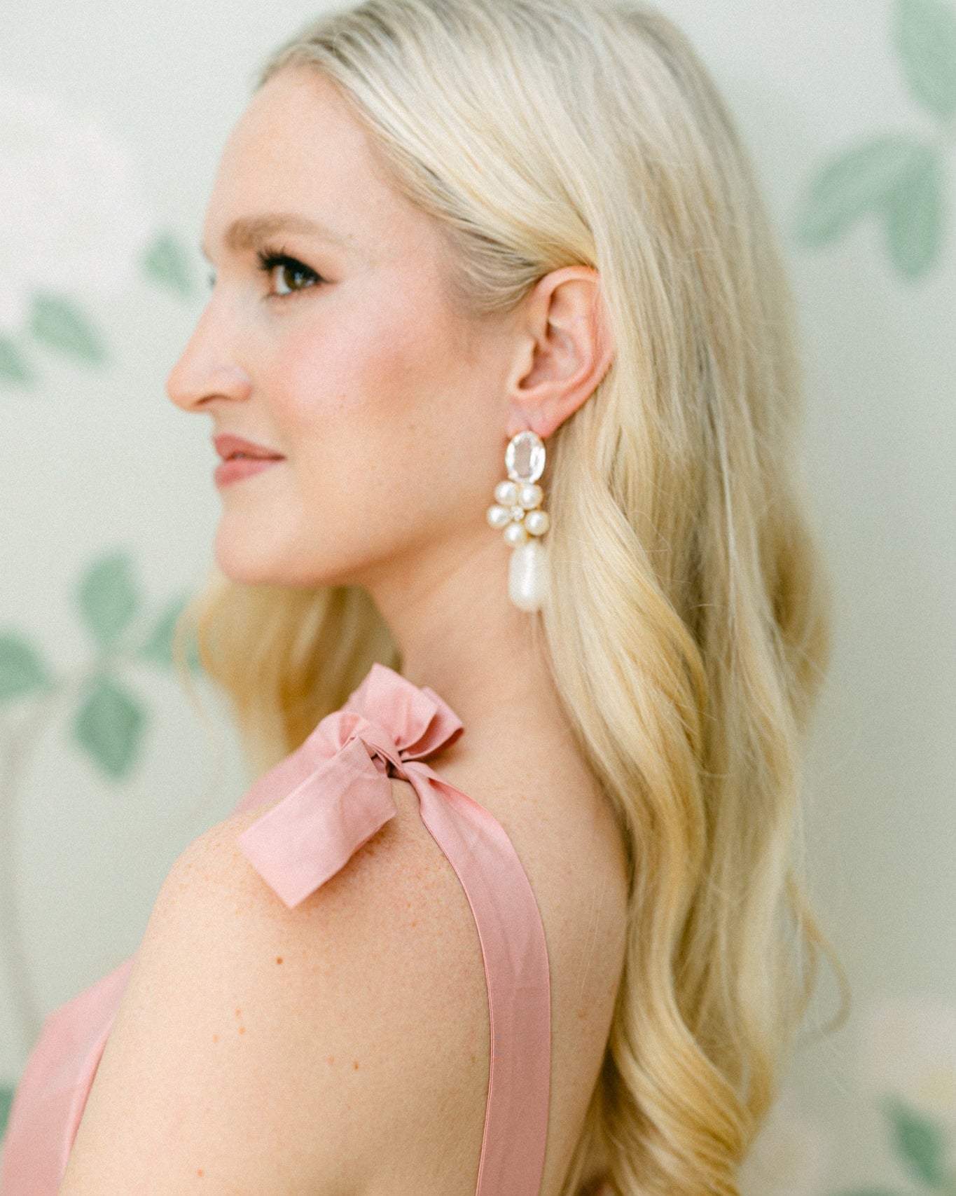 The Blake Pearl and Crystal Flower Earrings