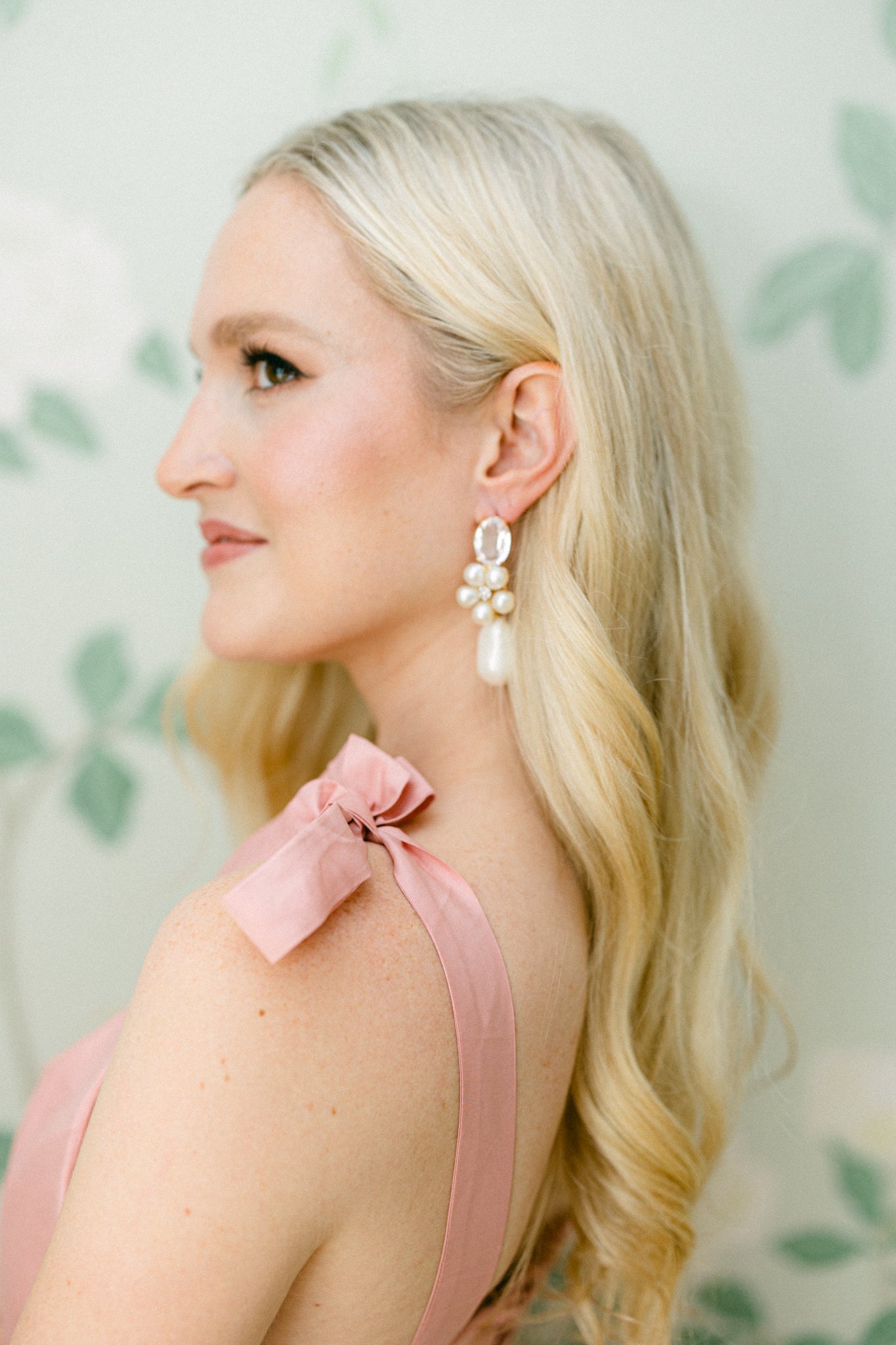 The Blake Pearl and Crystal Flower Earrings