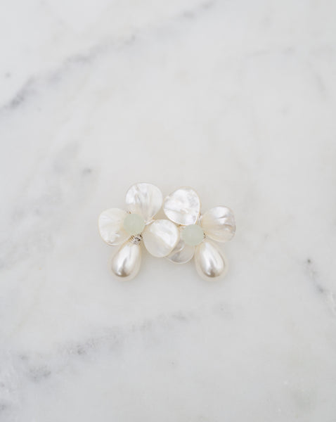 The Matilda Floral Earrings in Sage with Silver Wiring