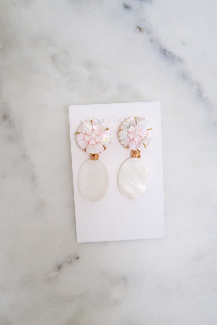 Petite Mother of Pearl & Pink Flower Drops I