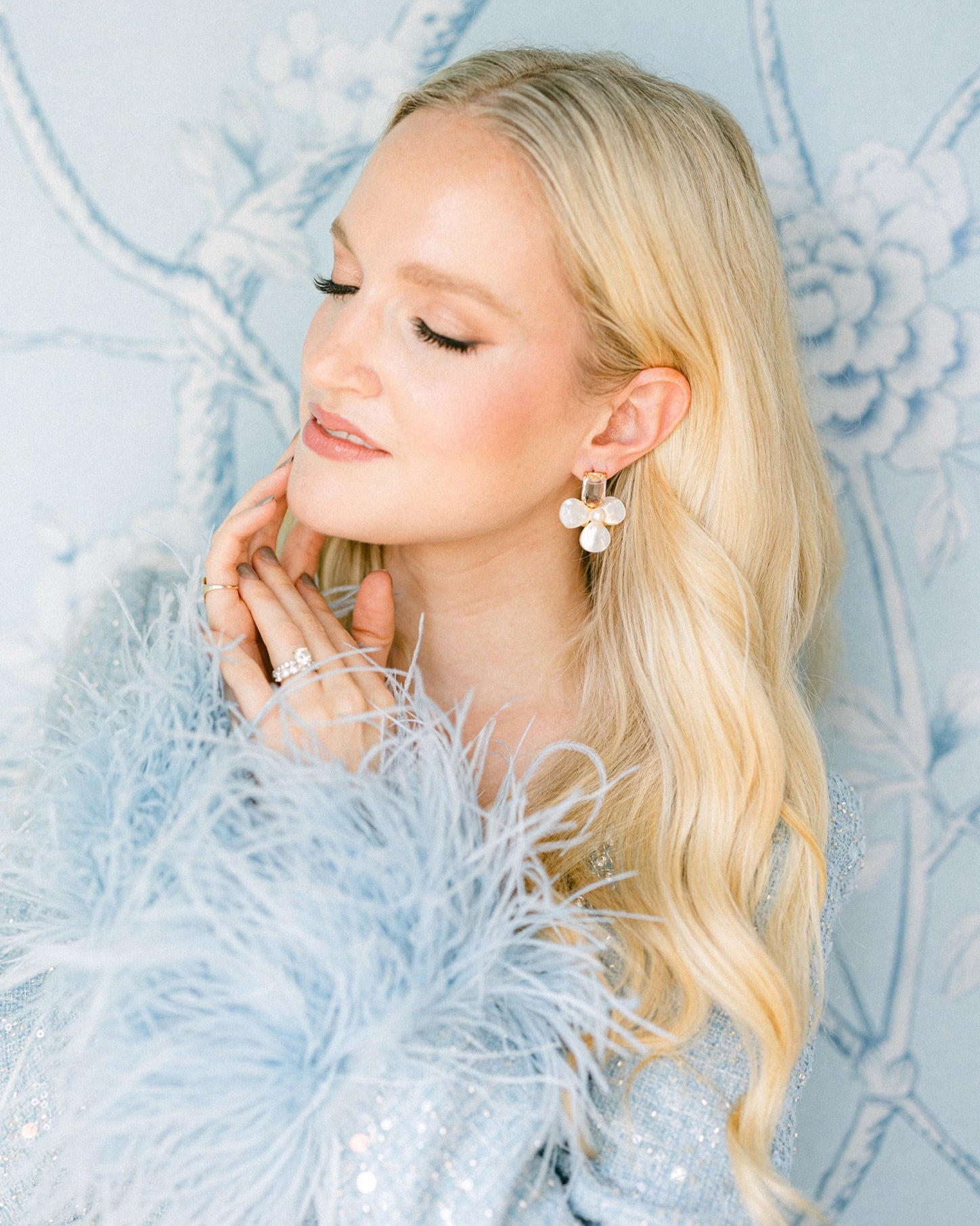 The Madeleine Crystal Earrings in Pearl