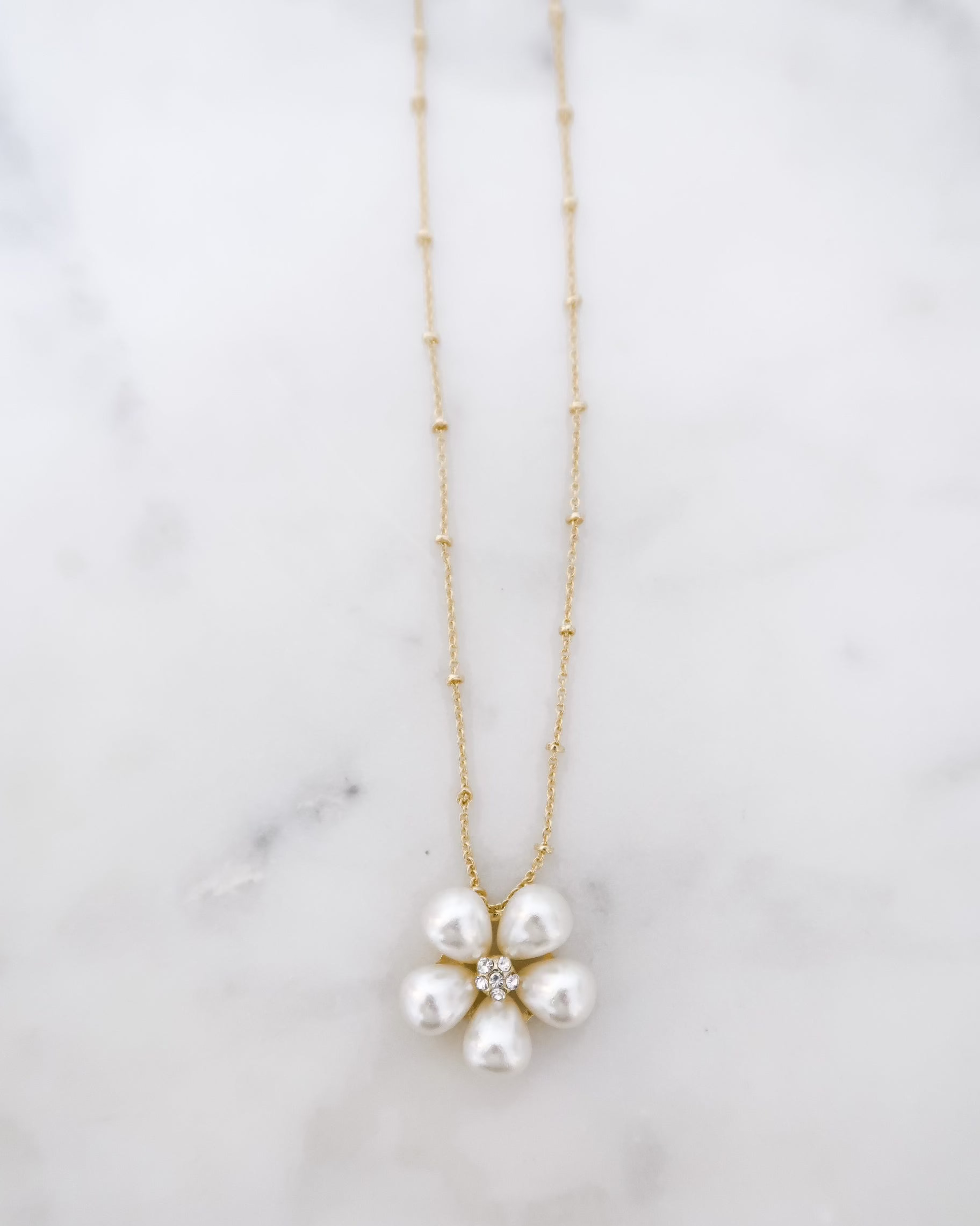 The Camellia Pearl and Crystal Flower Necklace