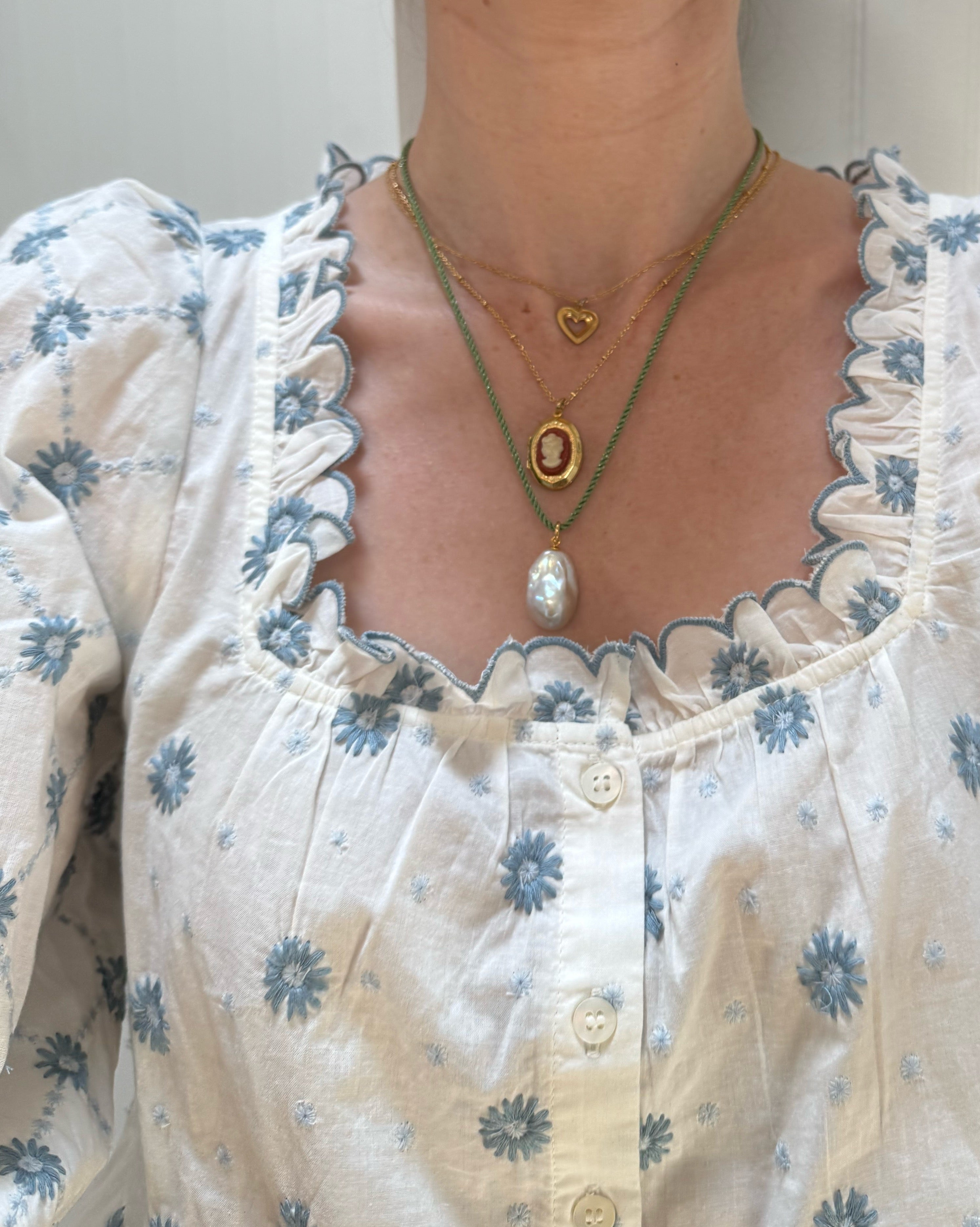 Spring Green/Gold Cord Necklace
