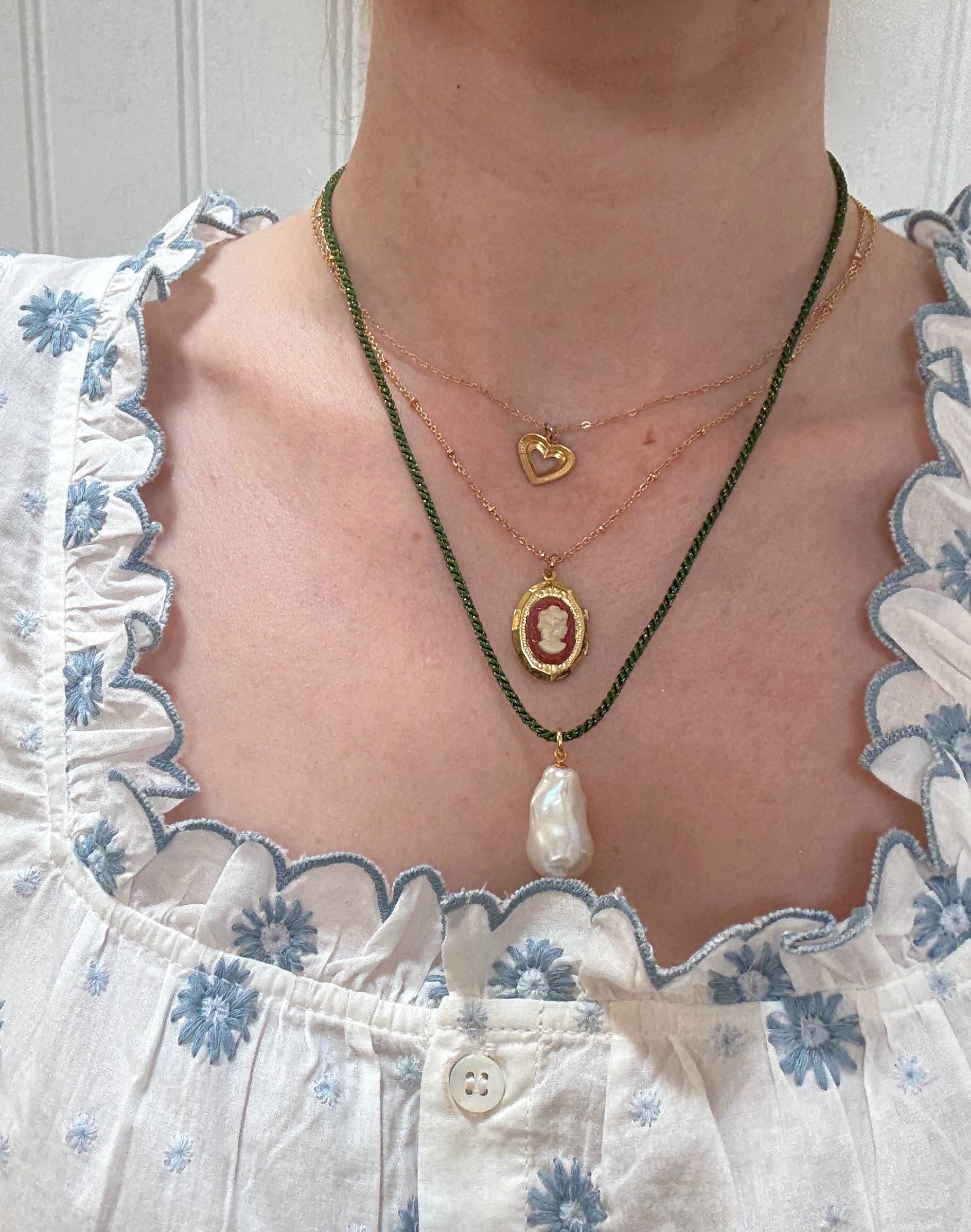 Olive/Gold Cord Necklace