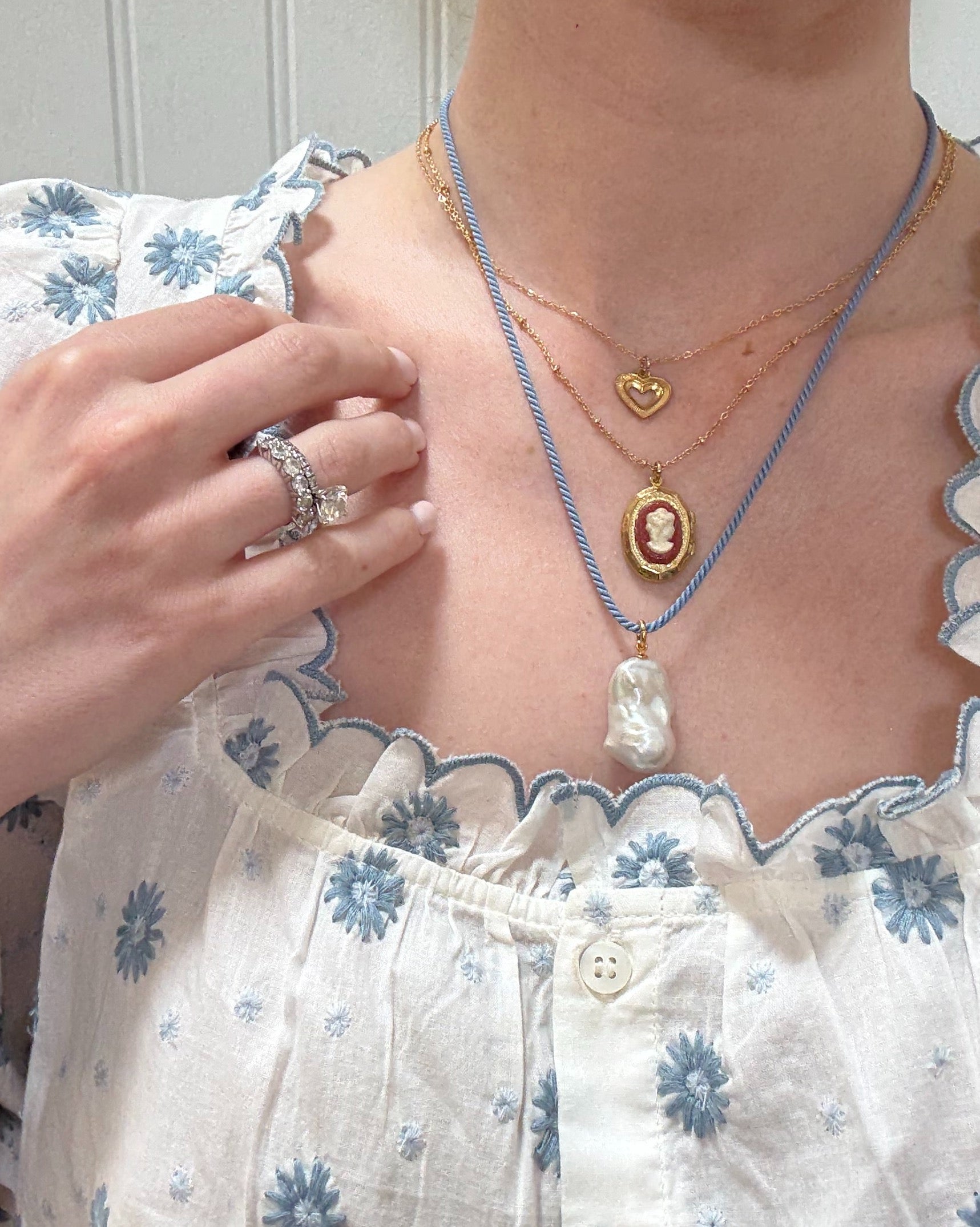 Gray Blue Cord Necklace