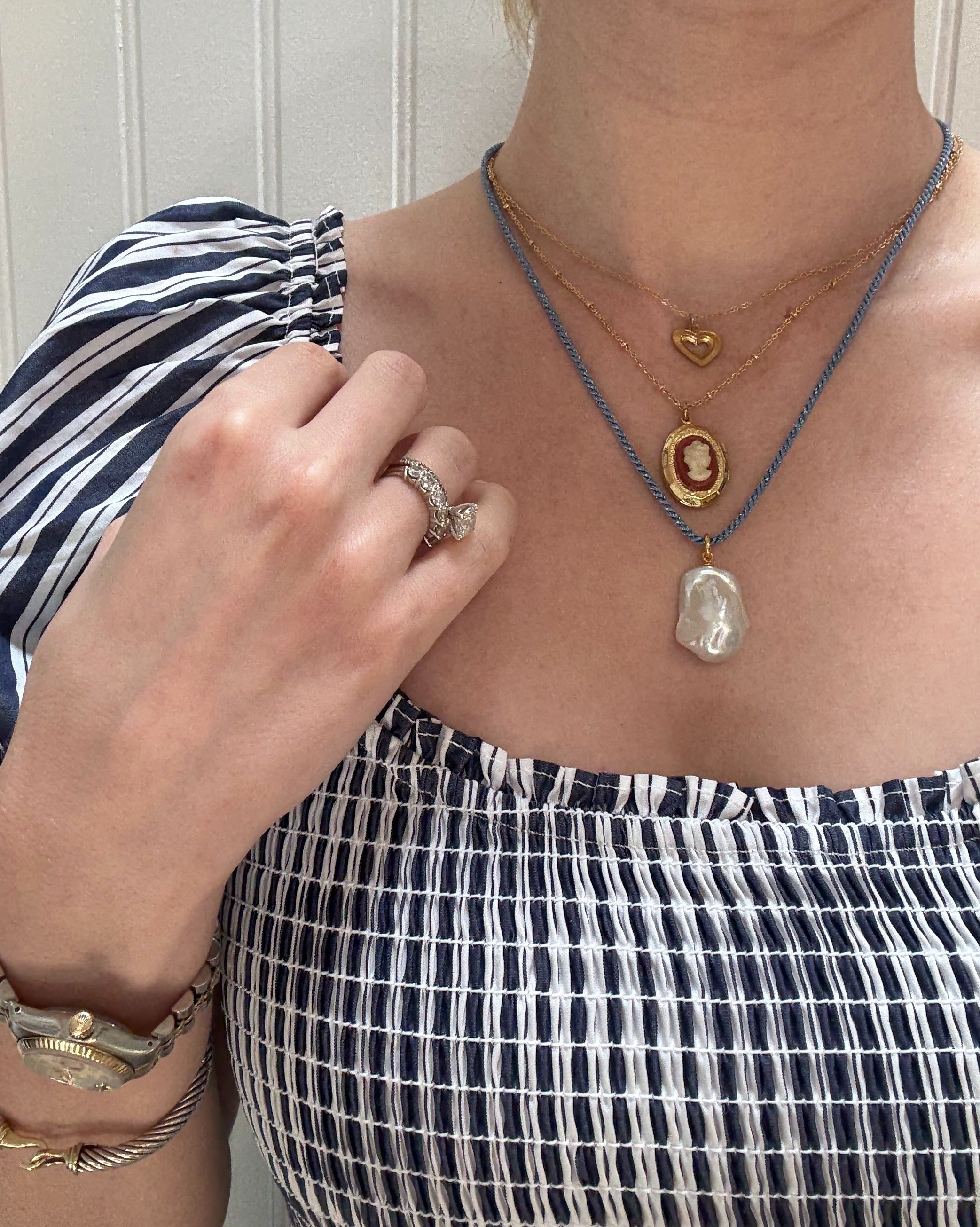 Gray Blue/Silver Cord Necklace