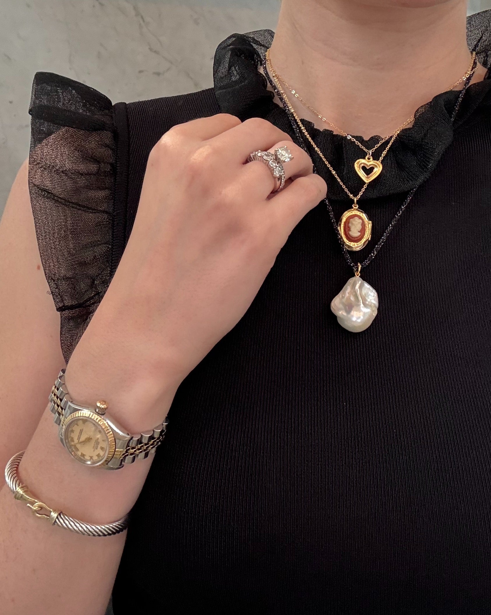 Black/Silver Cord Necklace