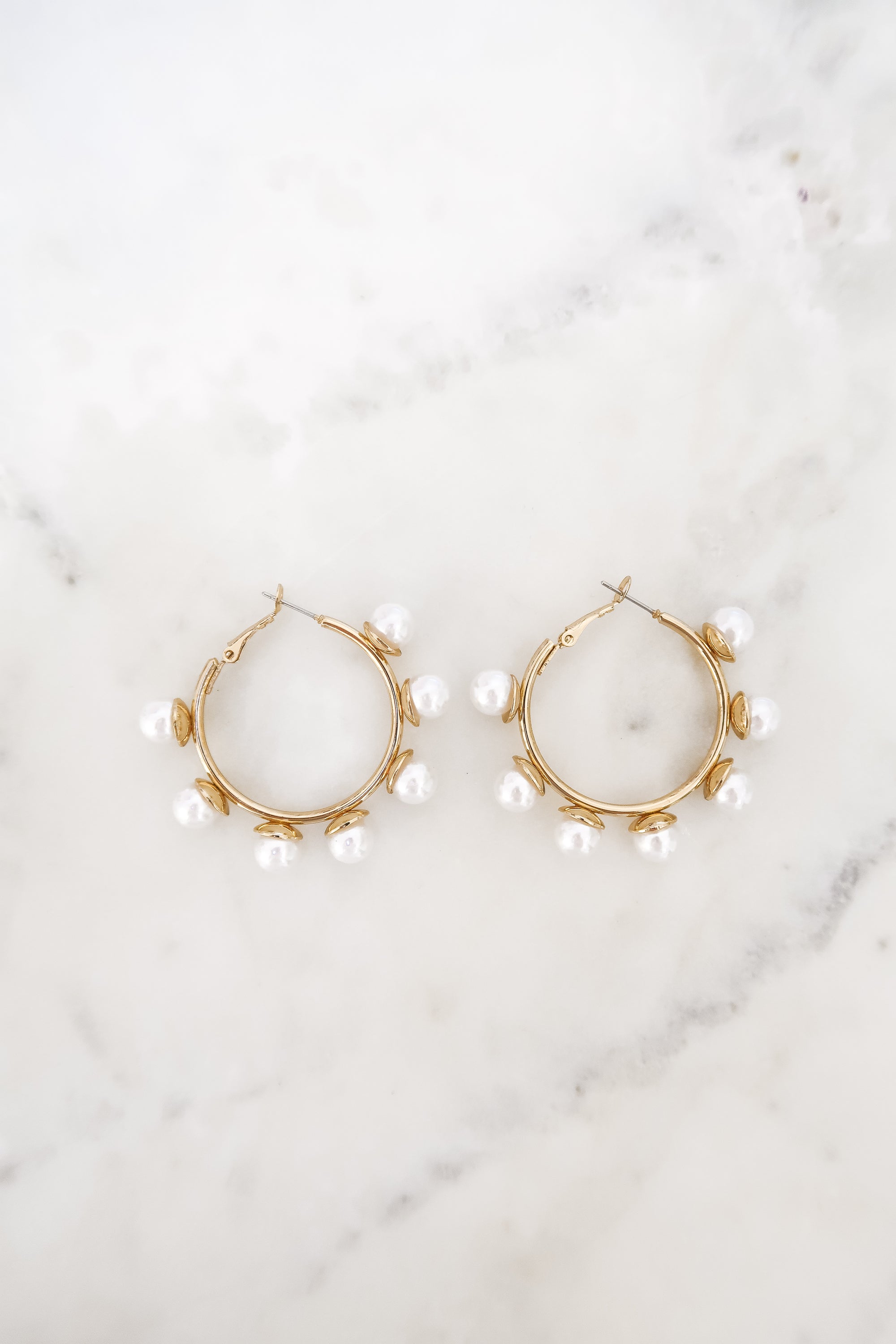 Golden Pearly Hoops