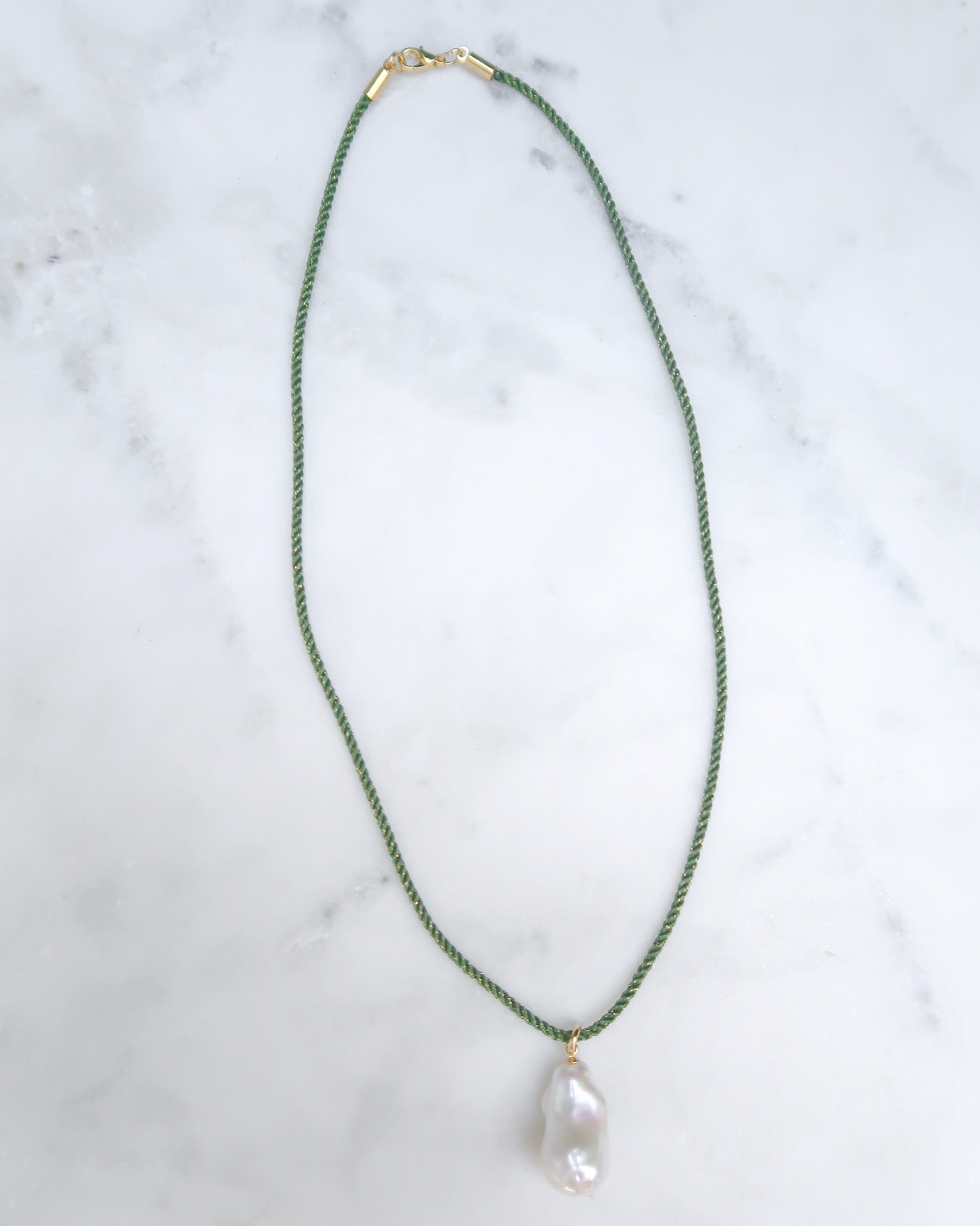 Olive/Gold Cord Necklace
