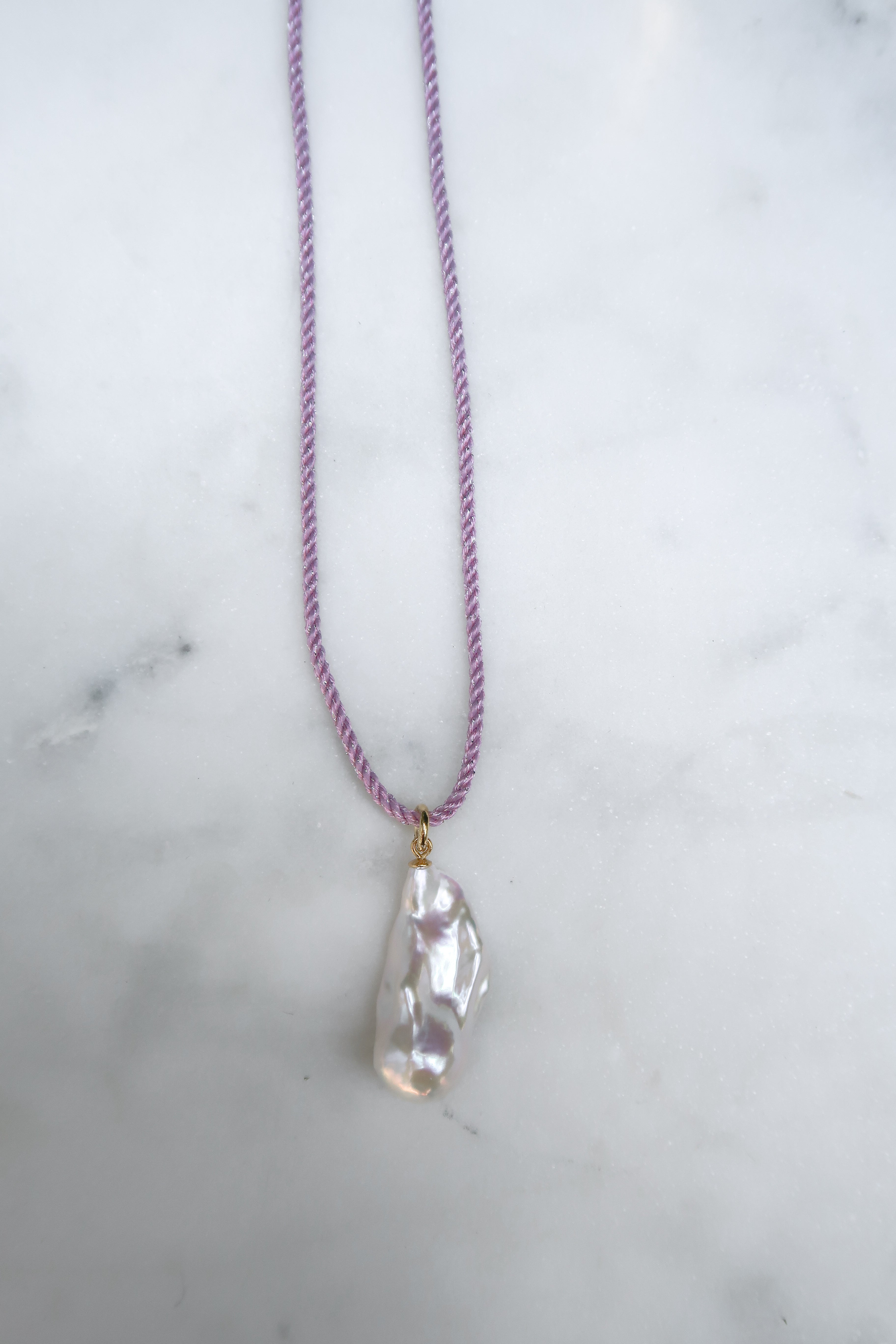 Mauve/Silver Cord Necklace