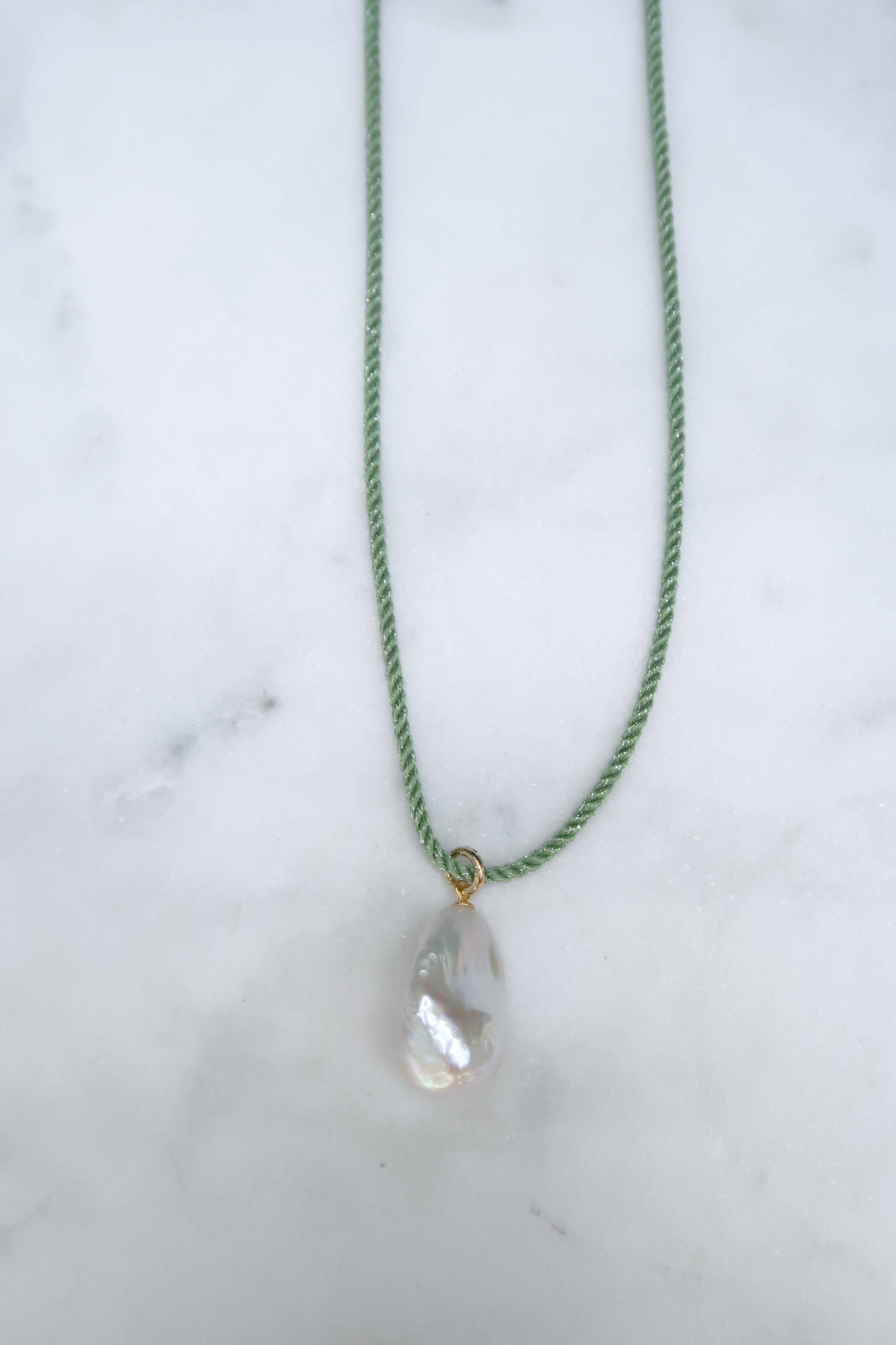 Spring Green/Gold Cord Necklace