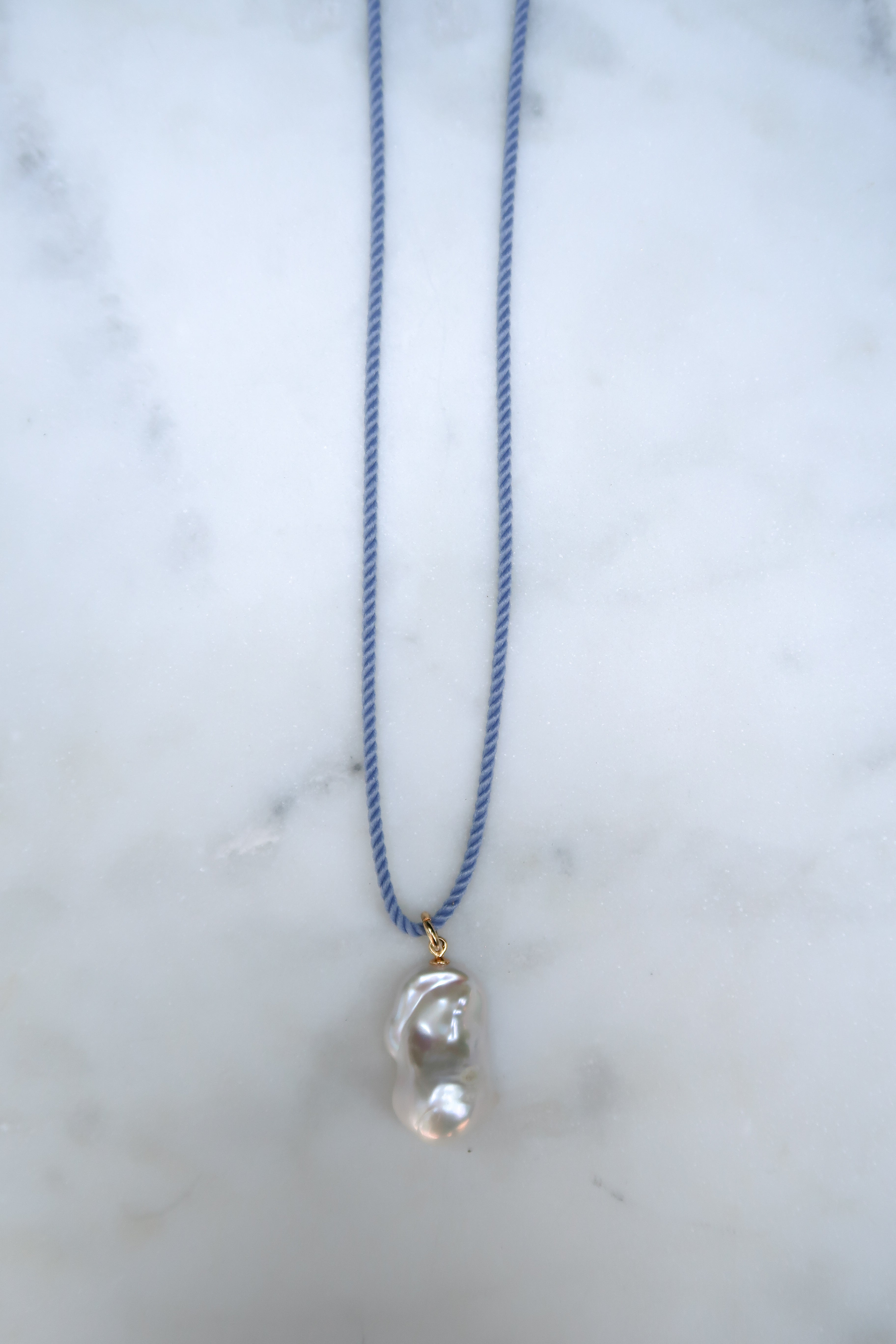 Gray Blue Cord Necklace