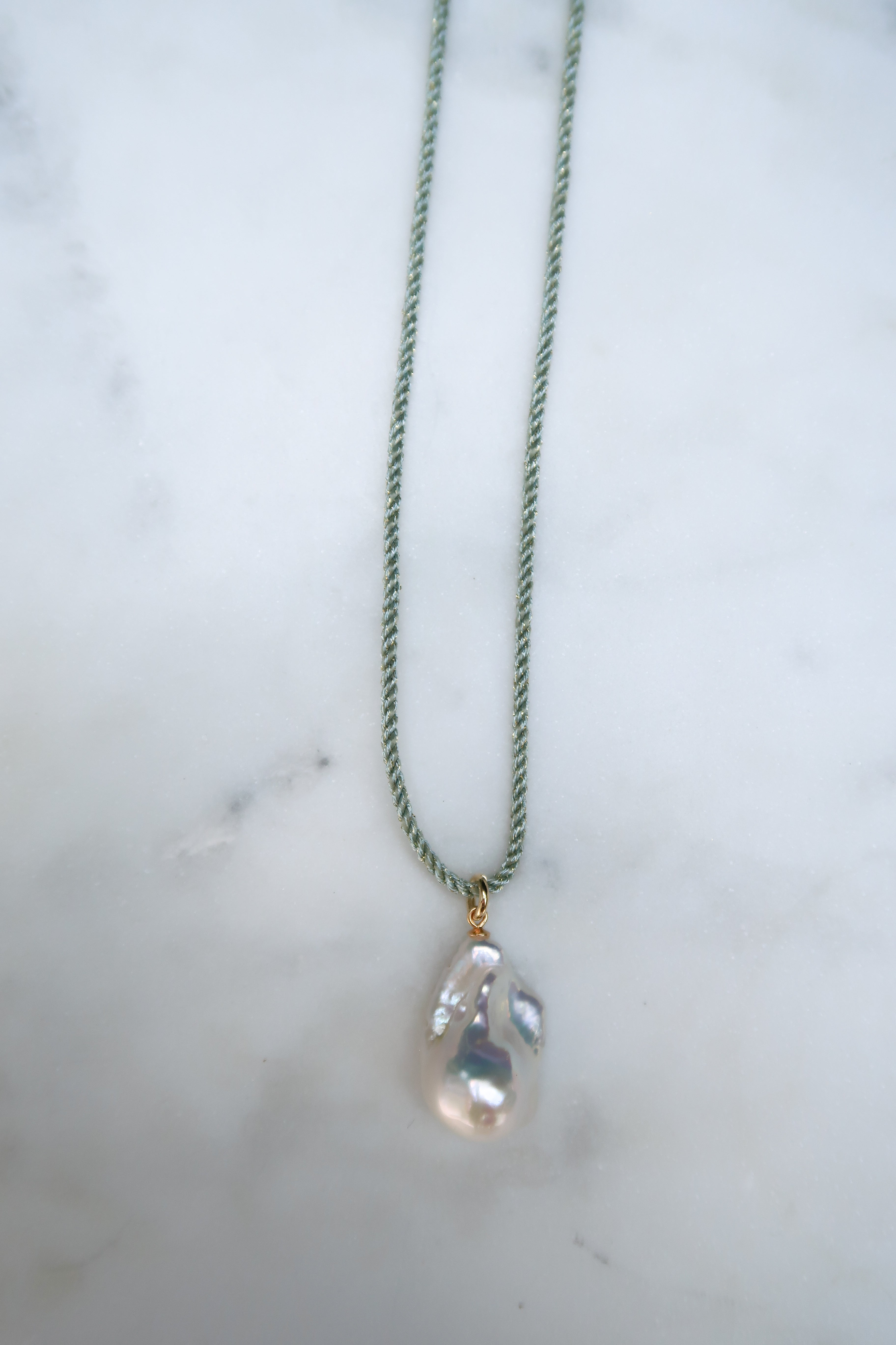 Sage/Gold Cord Necklace