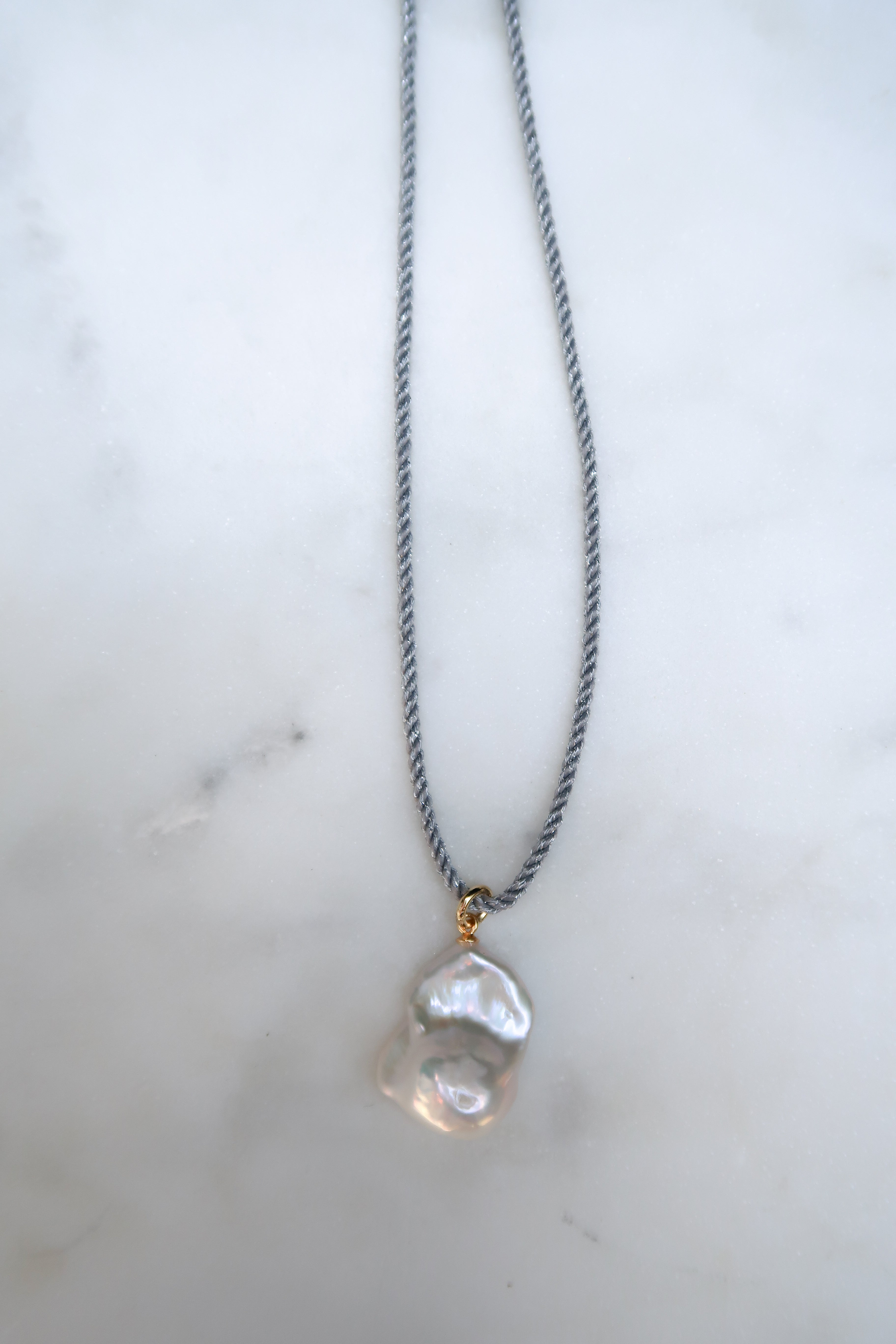 Gray/Silver Cord Necklace