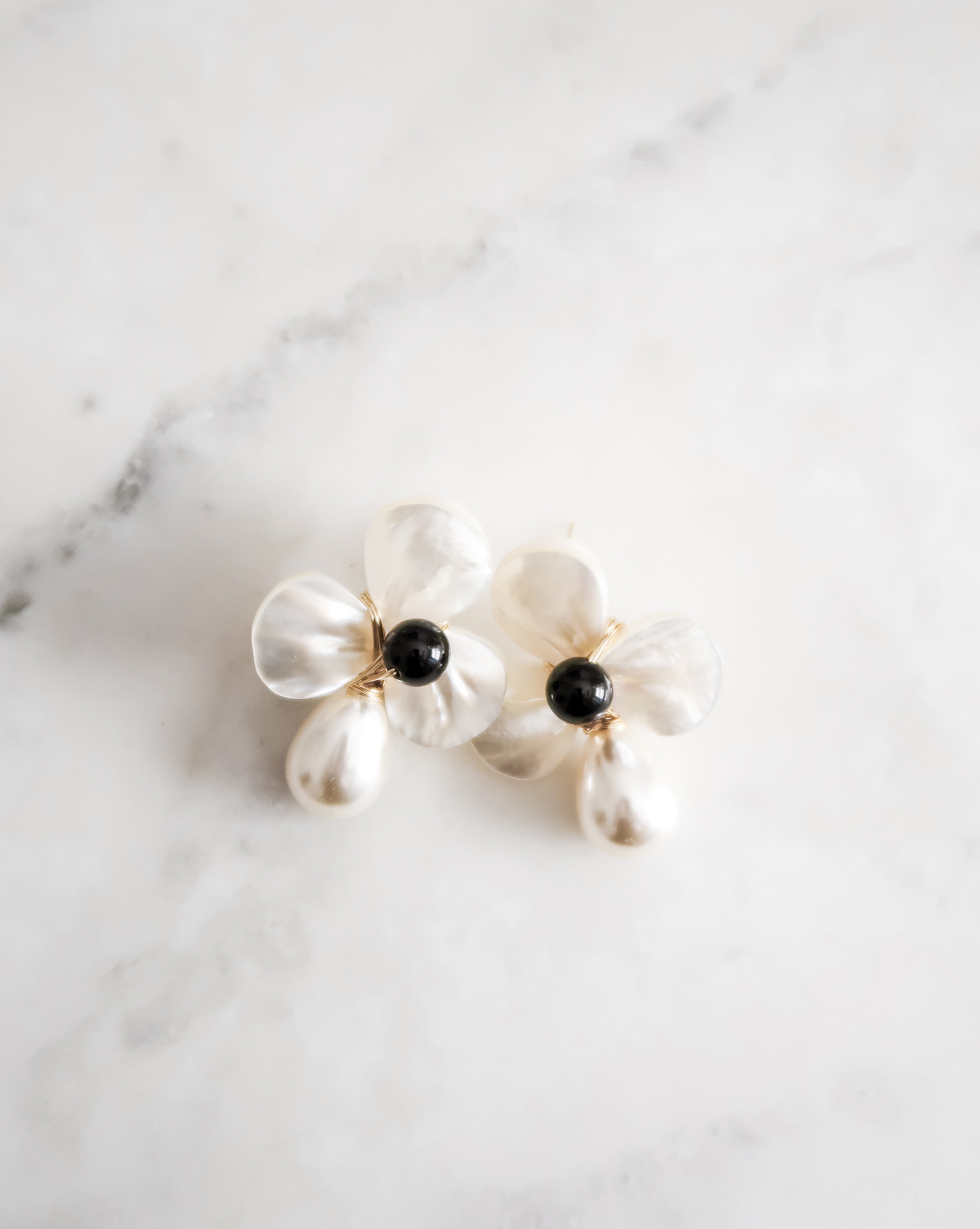The Matilda Floral Earrings in Black