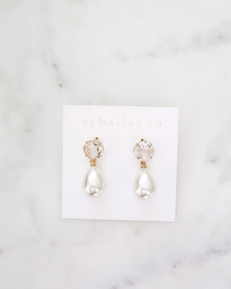 The Poppy Drops | Pearl and Crystal Drop Earrings